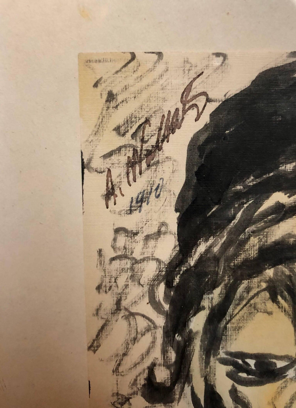 Modernist Watercolor Painting, Portrait of a Man, the Rabbi