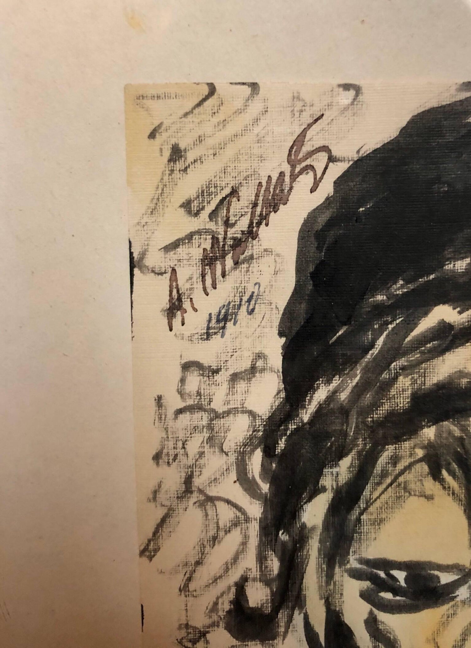 Modernist Watercolor Painting, Portrait of a Man, the Rabbi