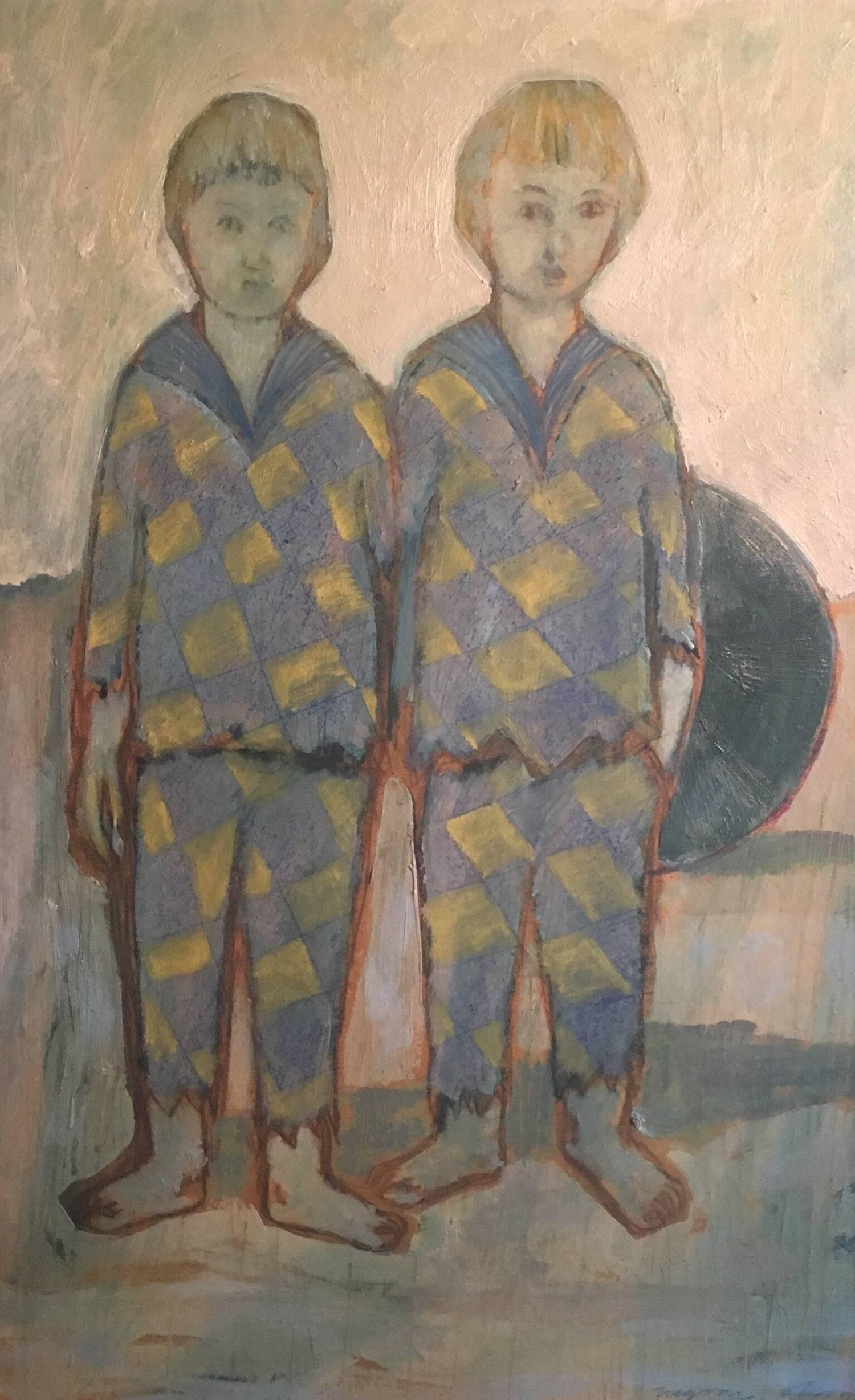 Large Surrealist French Expressionist Oil Painting Moody Boys Pierre Henry