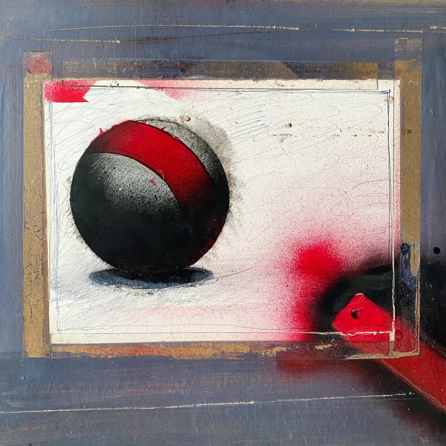 Abstract Expressionist Happy Bicentennial Baby, American Flag Collage Painting