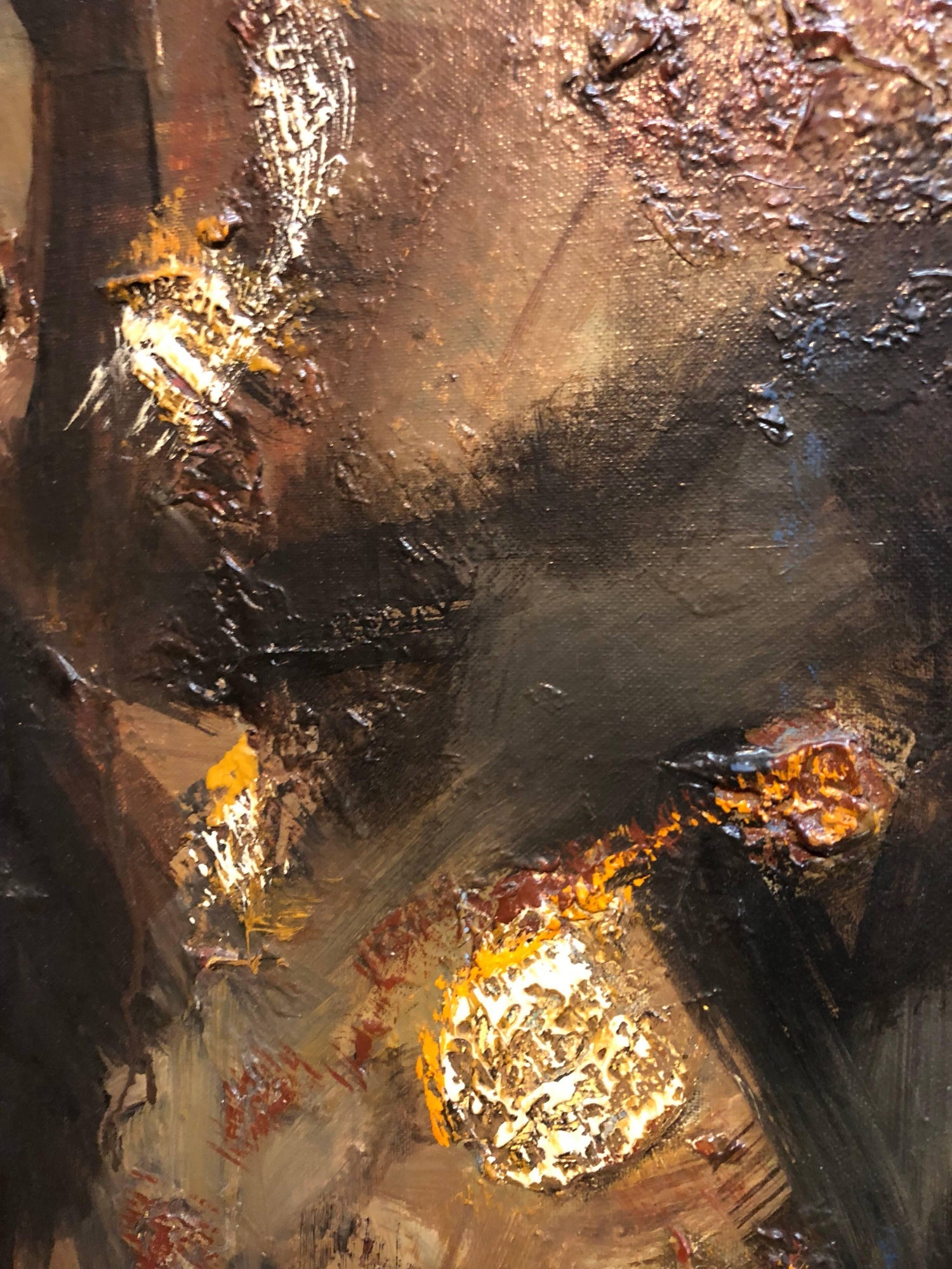 French Gestural Abstract Expressionist Textured Oil Painting