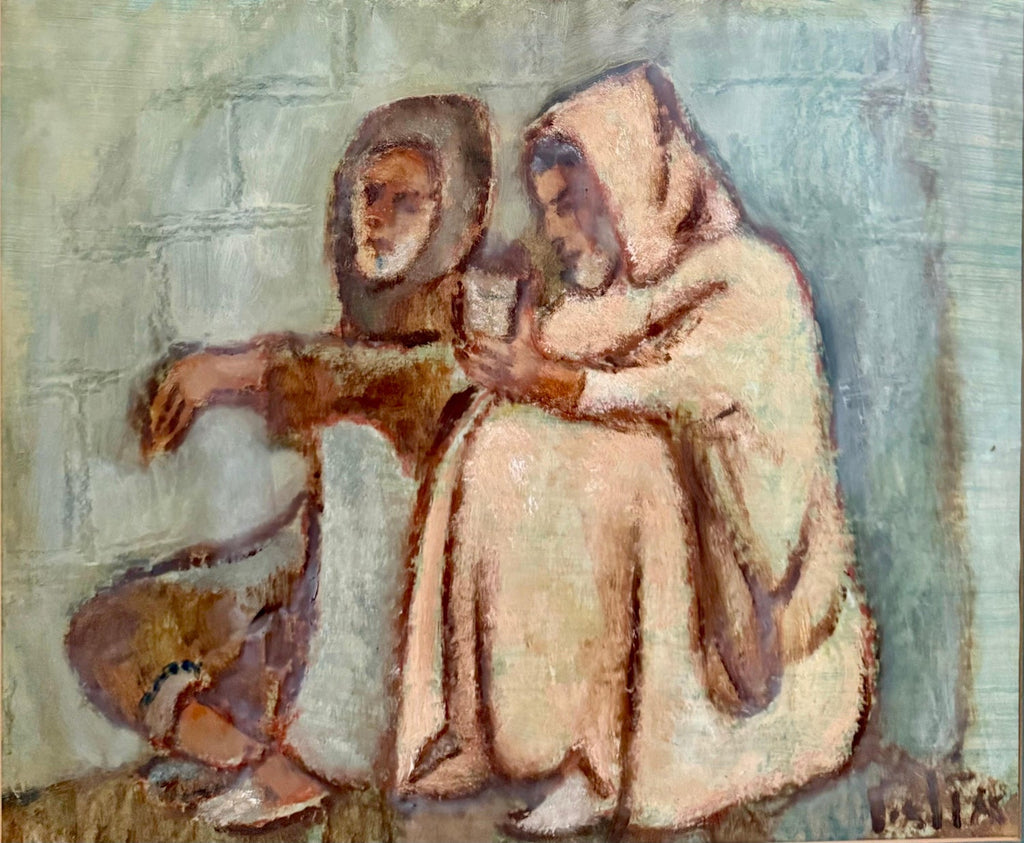 Middle Eastern Men Oil Painting Austrian Israeli Modernist Tel Aviv Museum