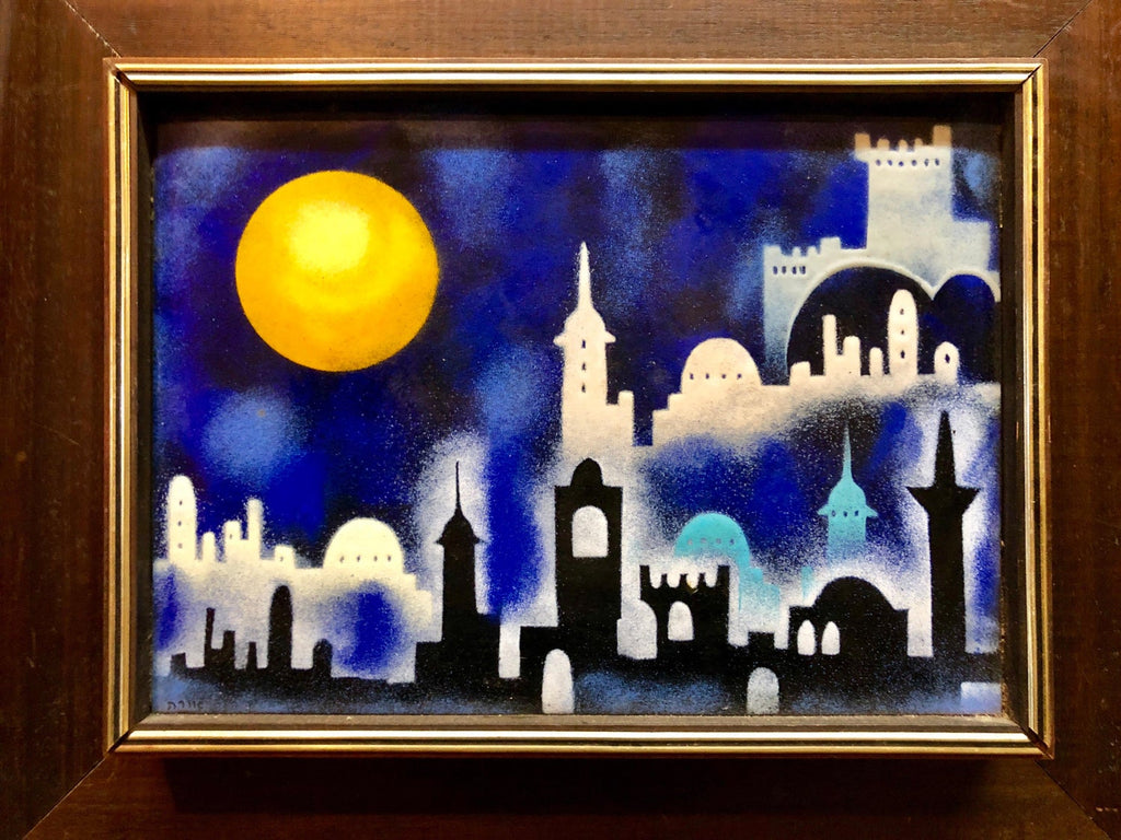 Wool Felt Craft Applique Vintage Israeli Judaica Folk Art Tapestry Kopel Gurwin