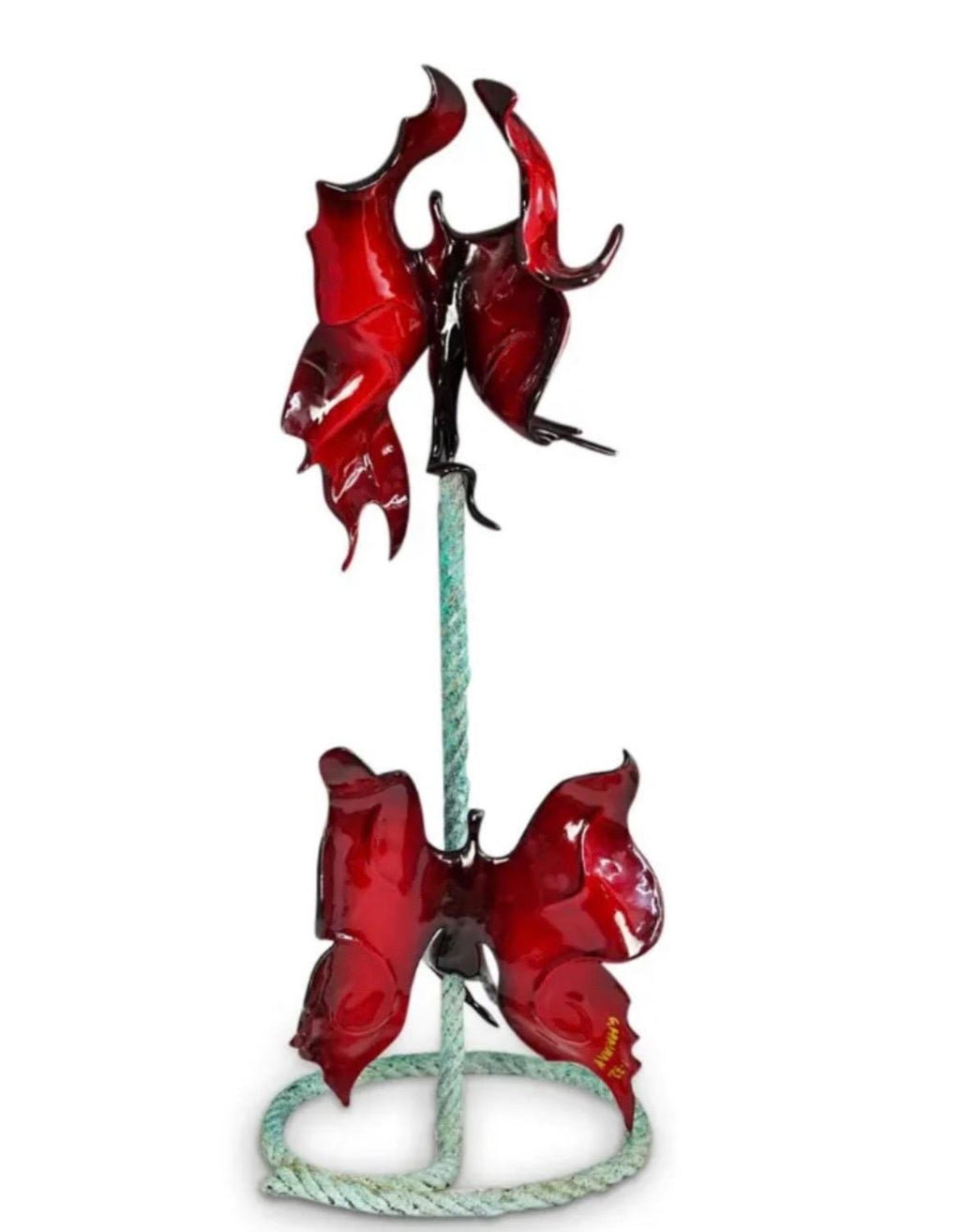 Large Abstract Angels Butterflies Israeli Contemporary Bronze Enameled Sculpture
