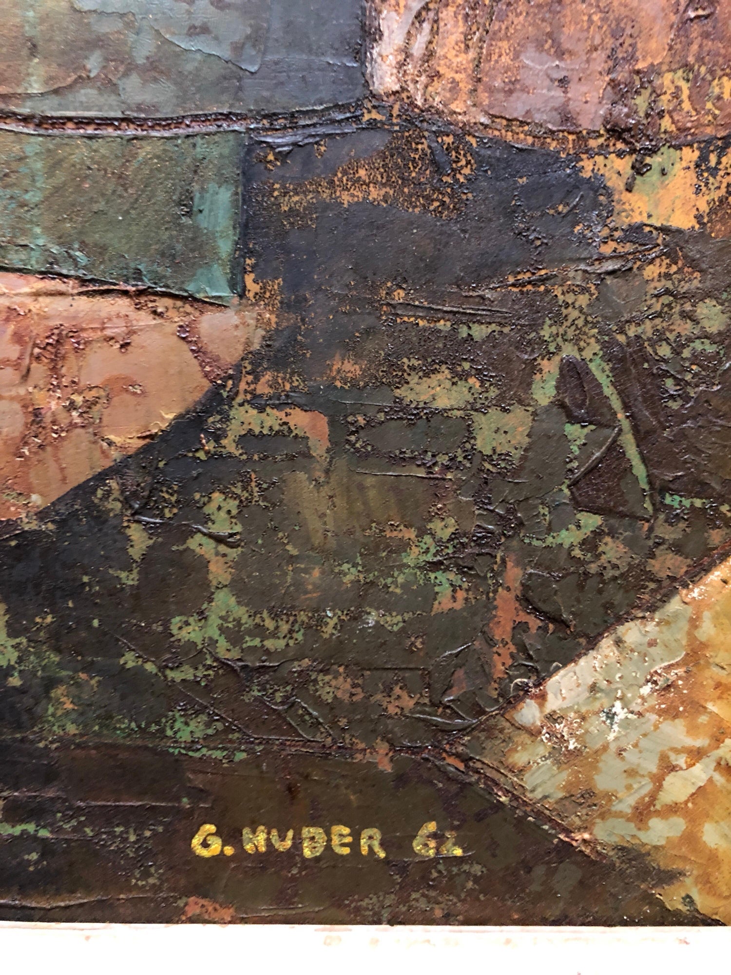 1960s Italian Futurist Abstract Oil Painting