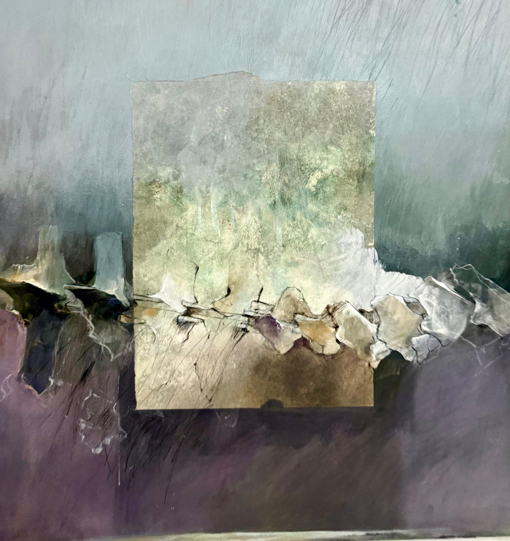 Mixed Media Asian Abstract Collage Painting Katherine Chang Liu Chinese American