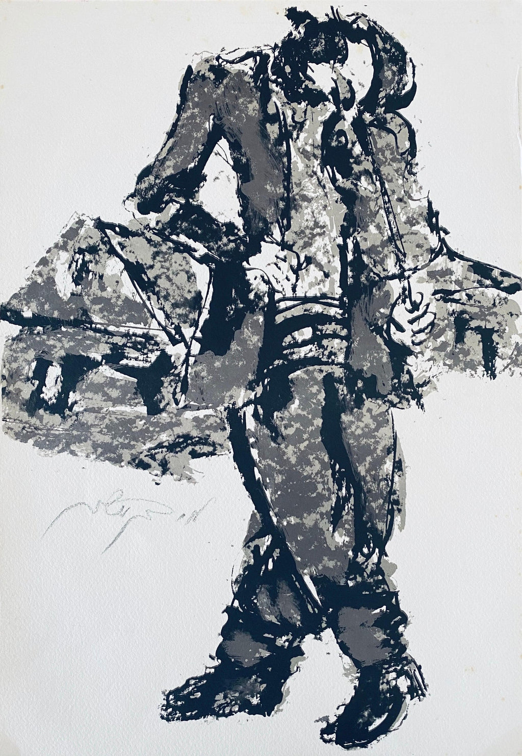 Modernist British Israeli Lithograph Expressionist Figures