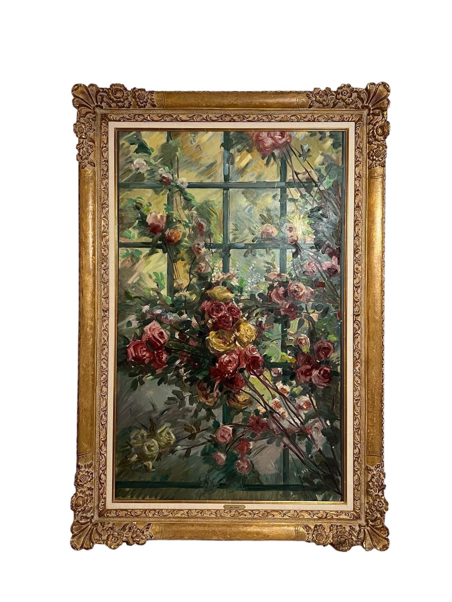 Large Post Impressionist Oil Painting Jean Chaleye, Rose Bouquet Findlay Gallery
