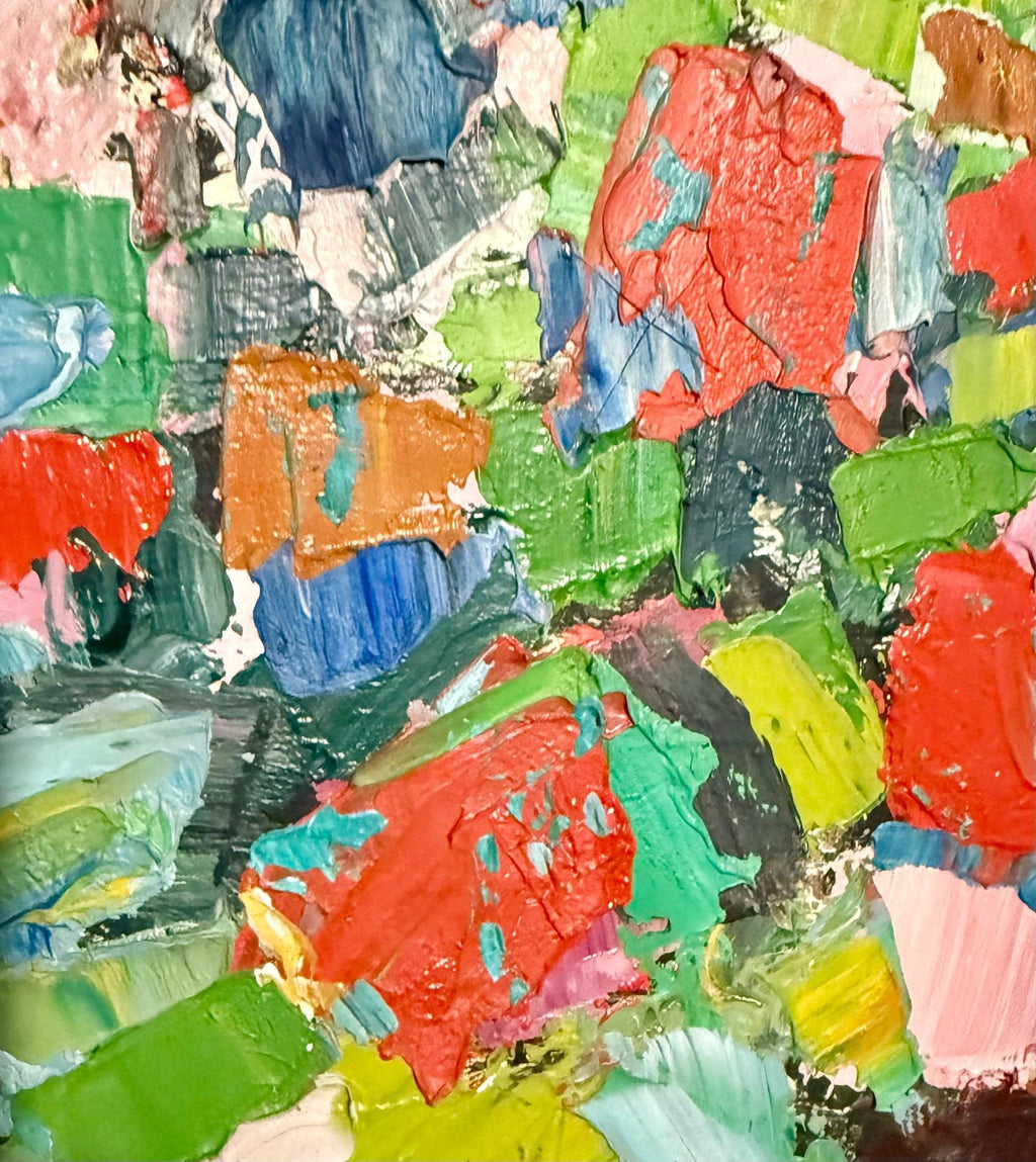German American Abstract Expressionist Erwin Wending Oil Painting Bold Flowers