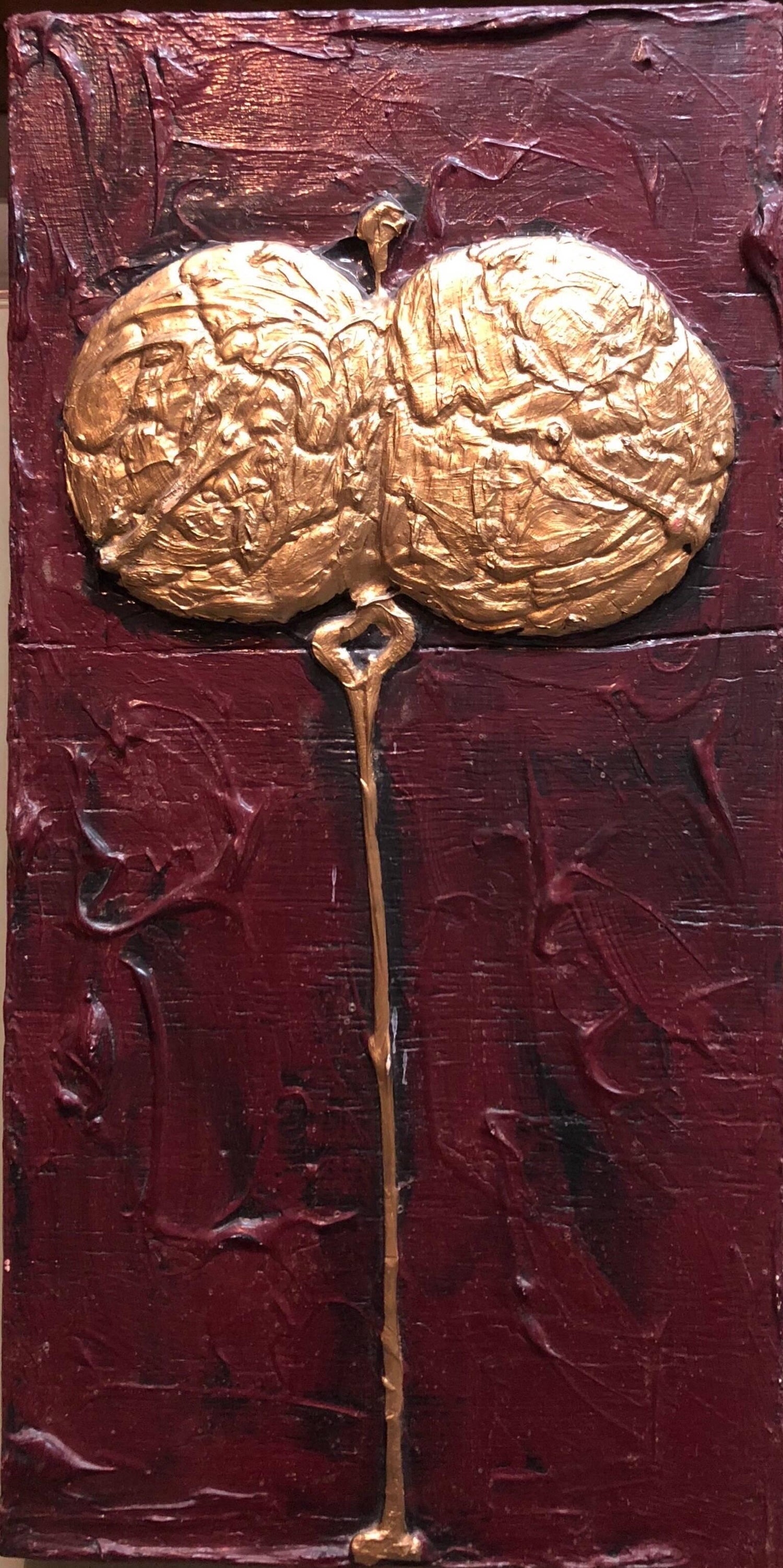Mixed Media Contemporary 'Self Portrait from my Heart' Sculptured Painting