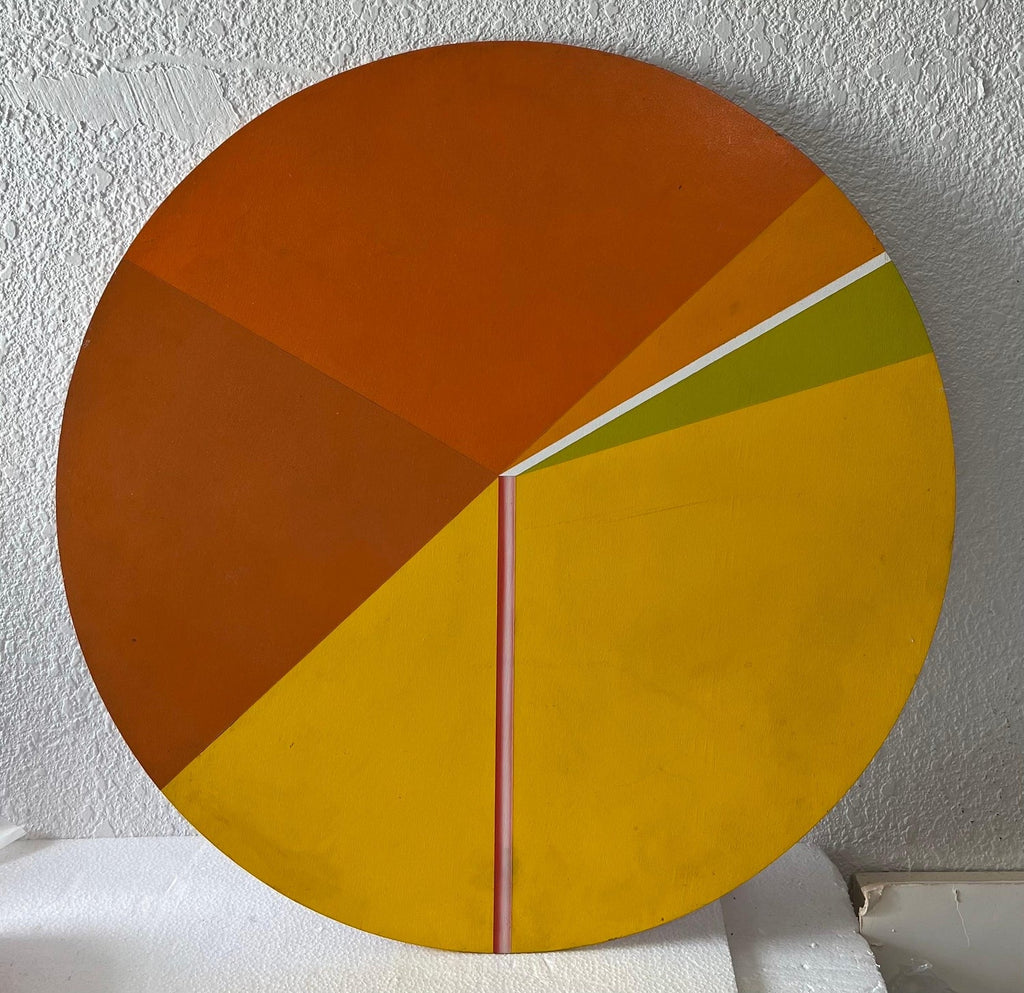 Israeli Round Tondo Hard Edged Geometric Abstract Color Painting Reuven Berman