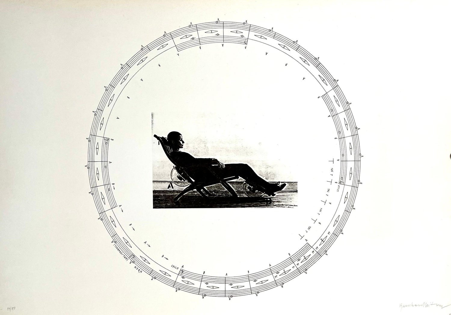 Austrian Sound Space Architect Bernhard Leitner Photo Mechanical Print Signed