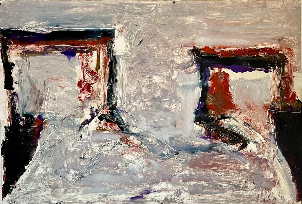 Abstract Expressionist Happy Bicentennial Baby, American Flag Collage Painting