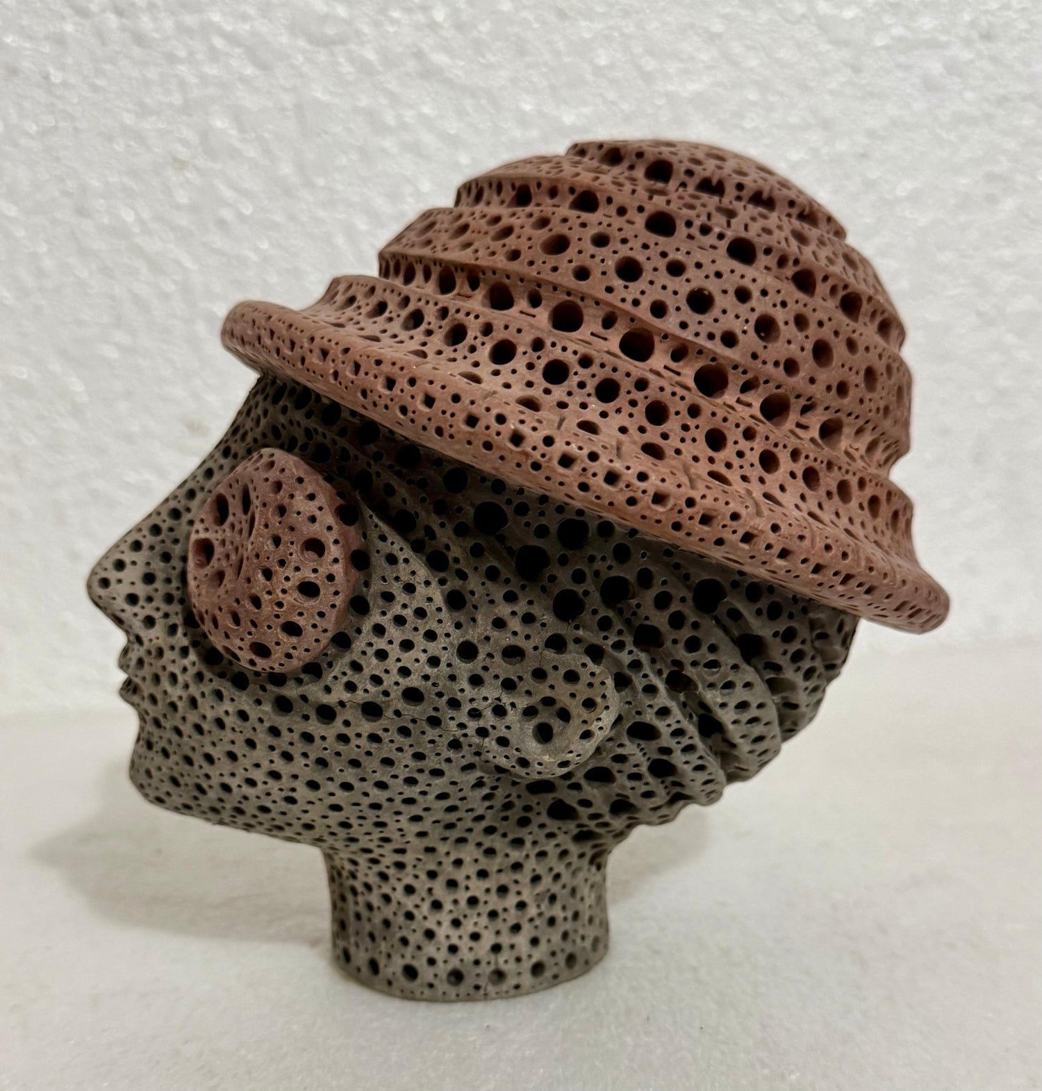 Color Terracotta Modernist Abstract Sculpture Head Russian Artist Alexander Ney