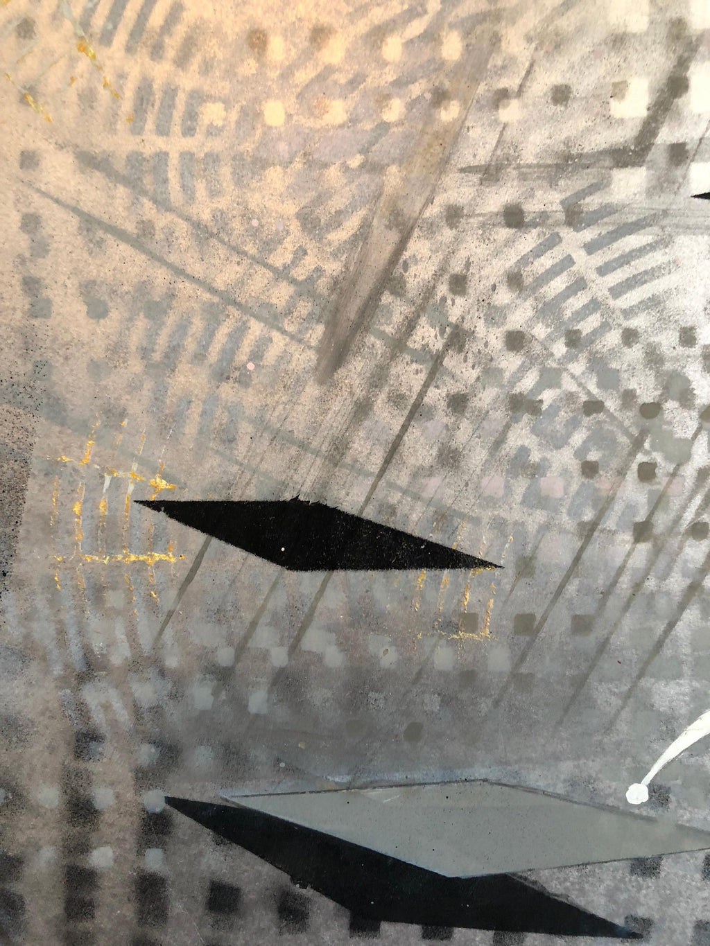 Romance of Electricity, Mixed Media Metallic Painting Woman Artist