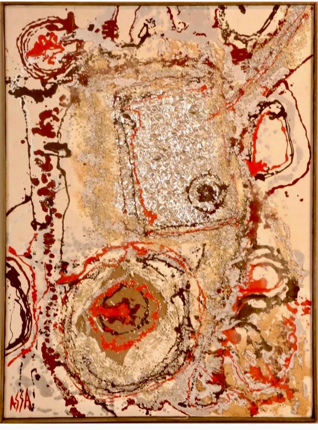Modernist Persian Iranian Middle Eastern Abstract Fereydoun Assa Oil Painting