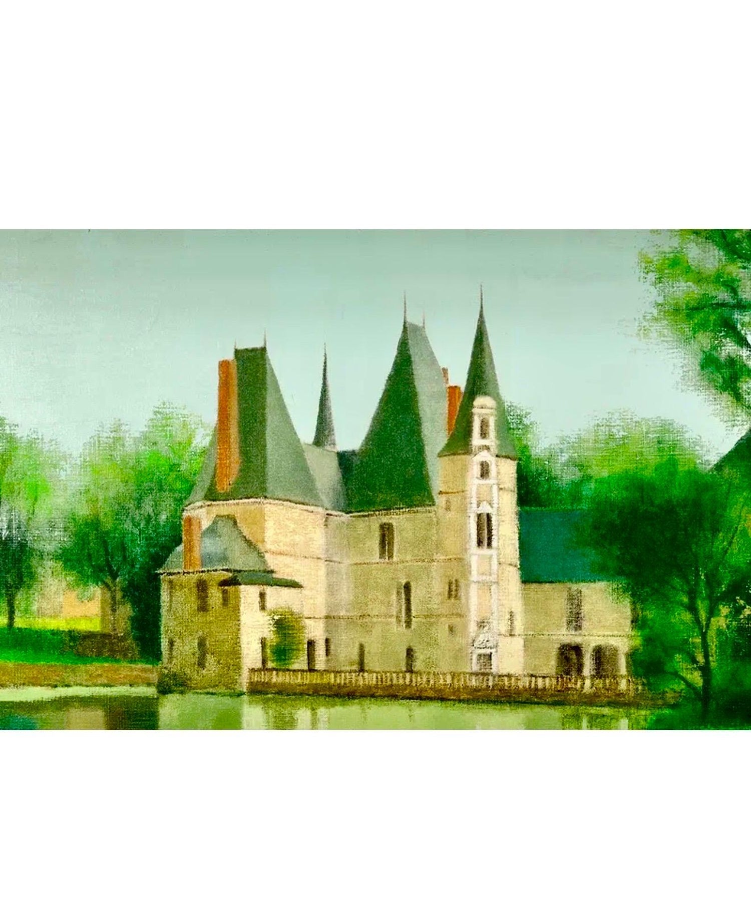 Large French Oil Painting Chateau Jacques Eitel