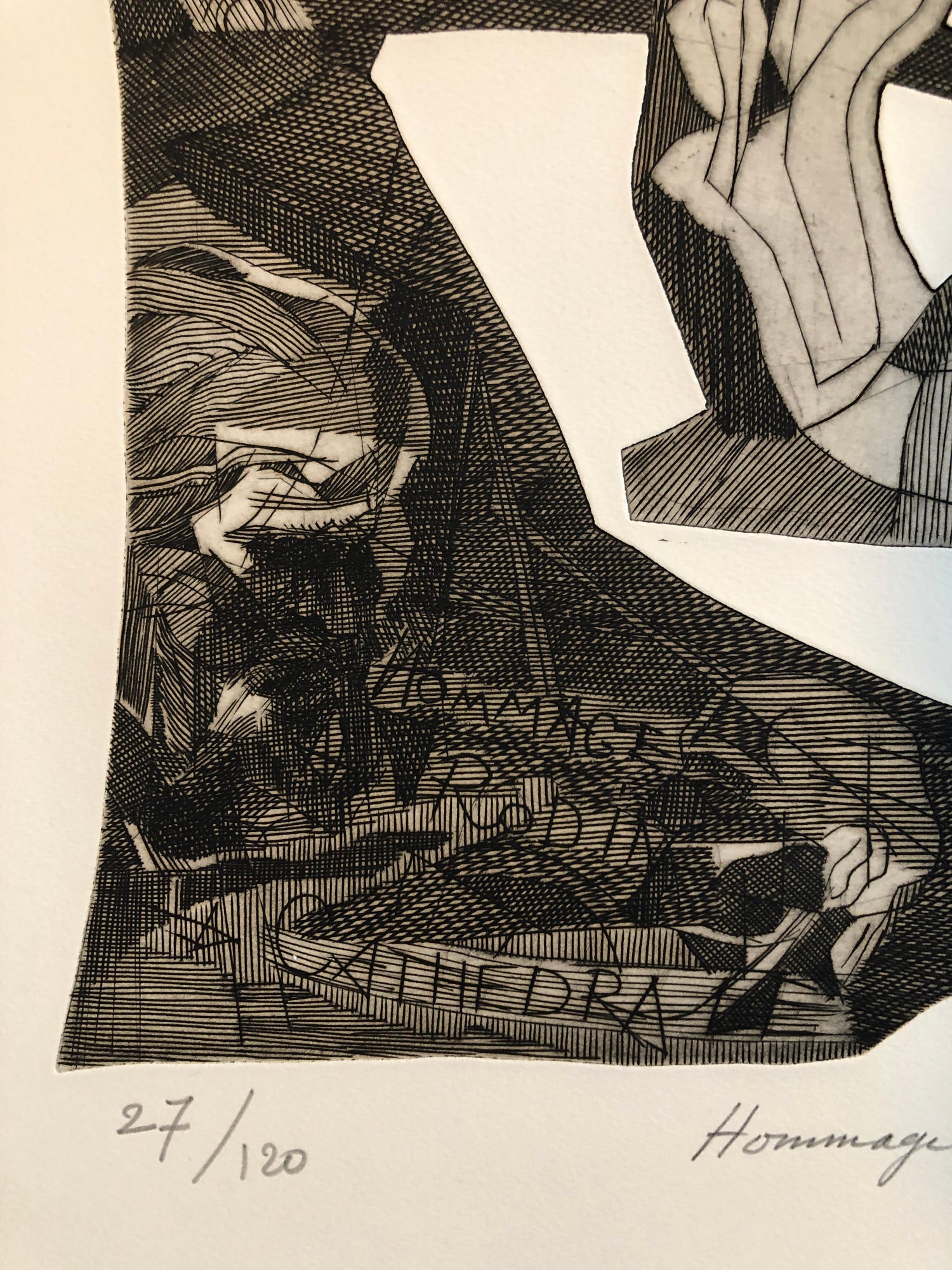Surrealist Carborundum Etching, Homage a Rodin