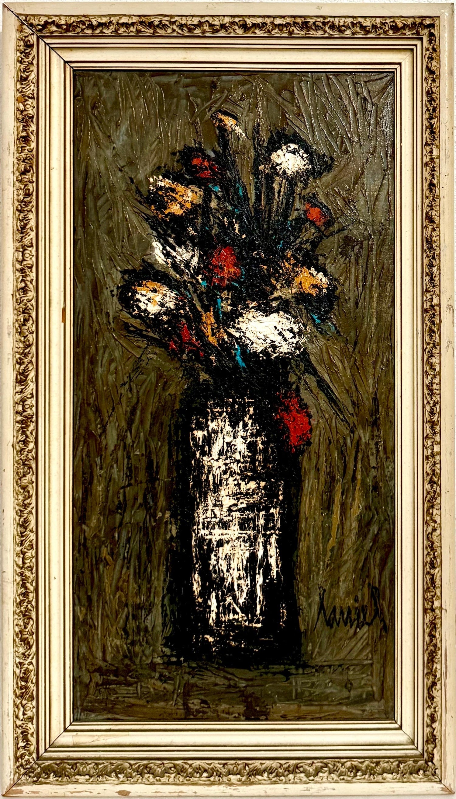American Modernist Oil Painting Expressionist Vase, Flowers WPA Artist Ben ZIon
