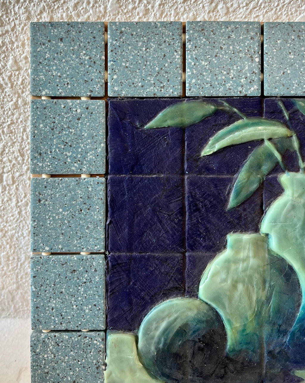 Joseph Maresca Encaustic Wax Oil Painting and Tile On Board Still Life w Fruit