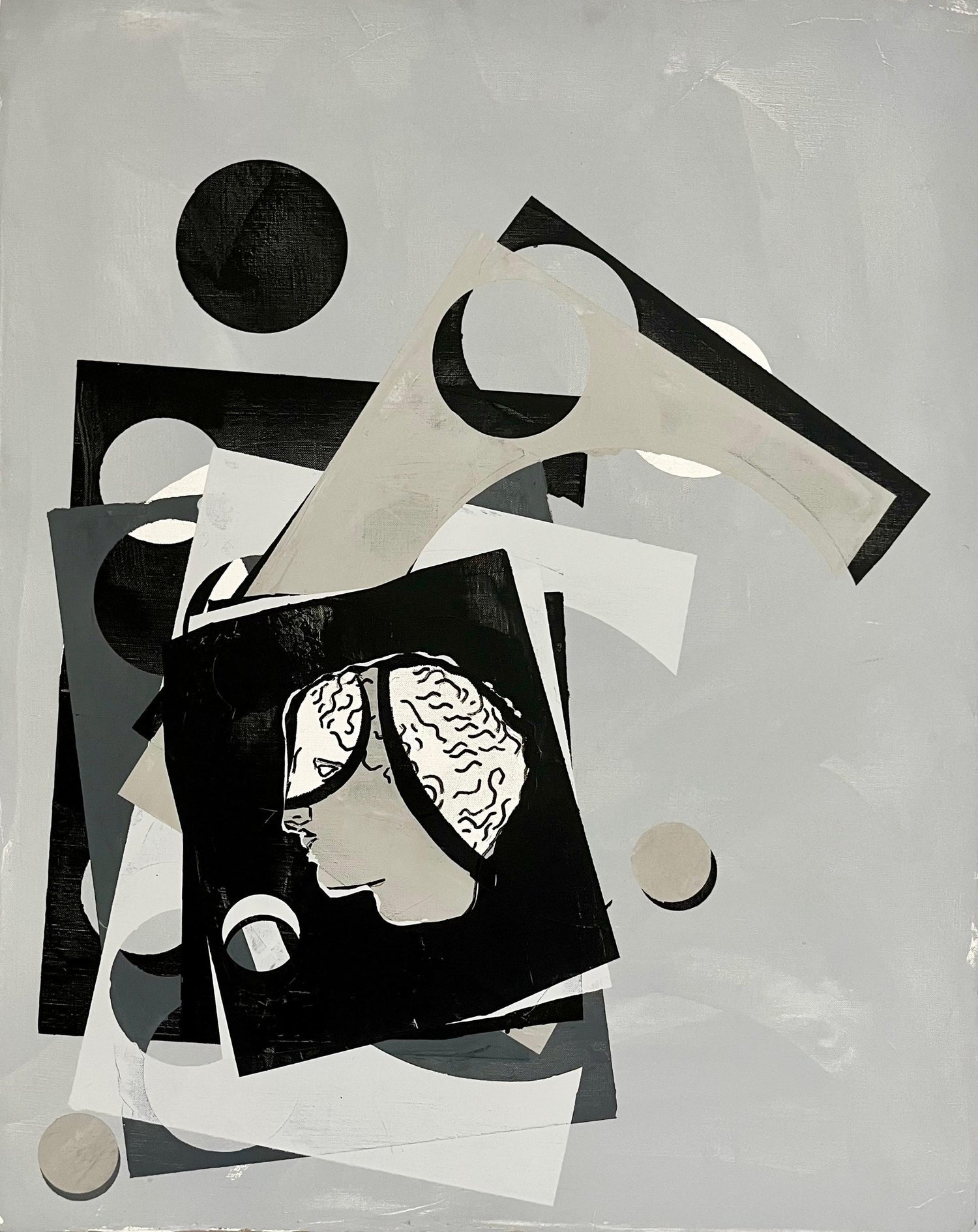 American Figurative Abstract Geometric Mixed Media Painting Judy Rifka