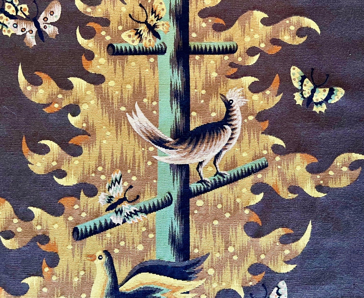 Art Deco French Modernist Handmade Aubusson Gobelin Tapestry Jean Picart Le Doux