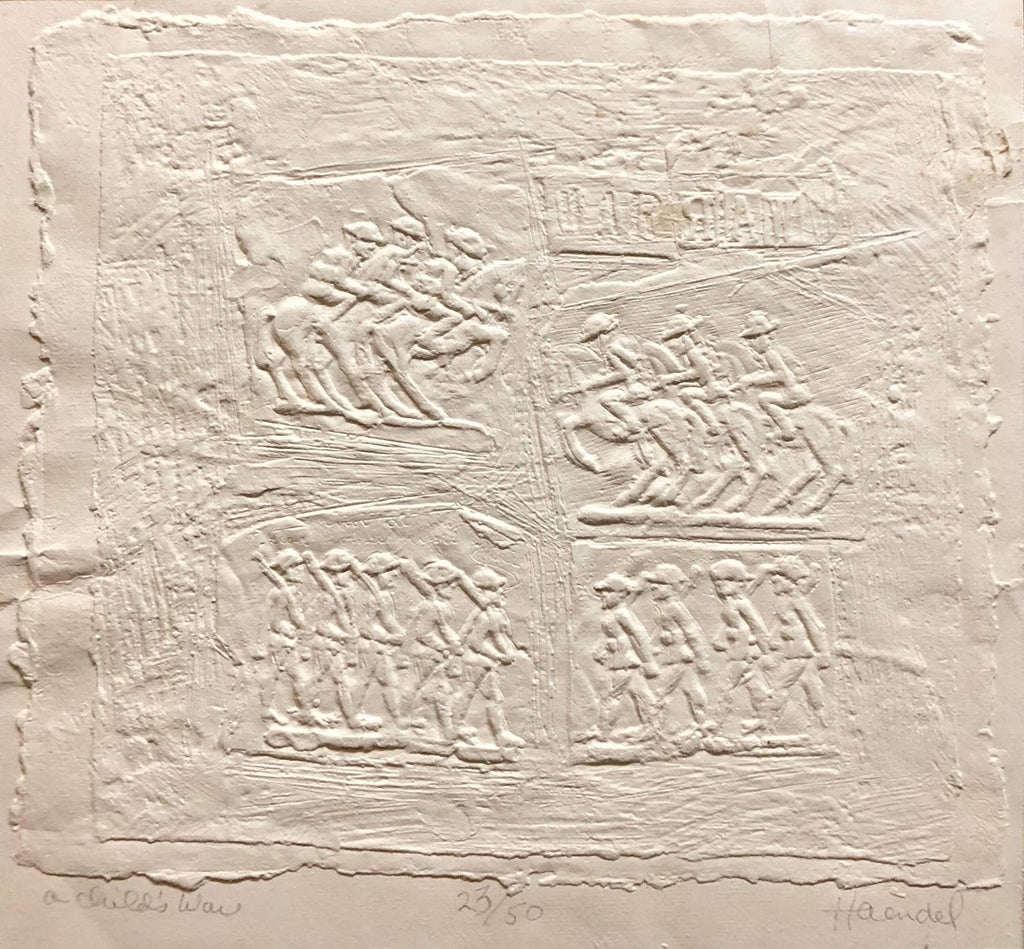 Bill Haendel Americana 'A Child's War' Cast Paper Relief Sculpture