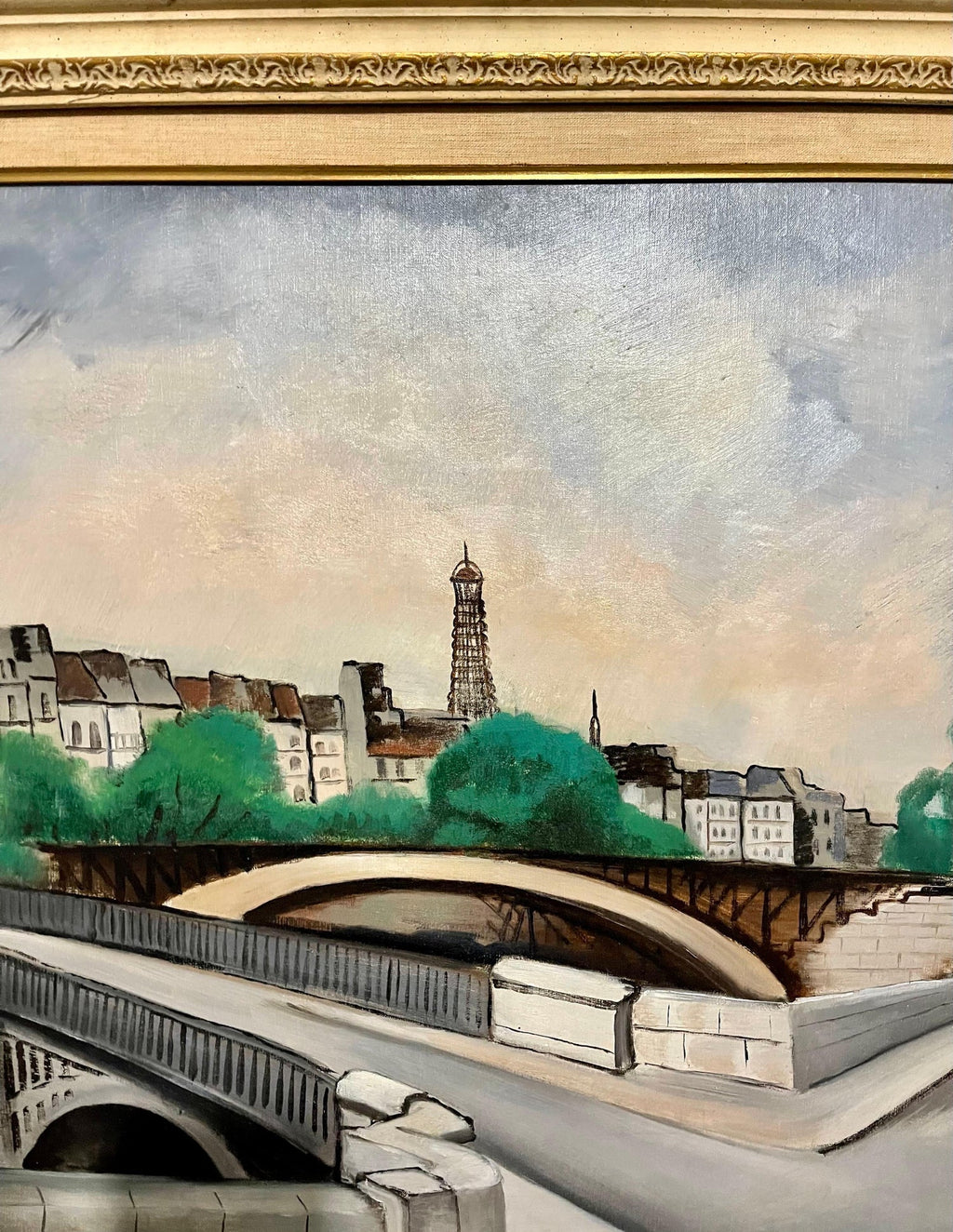 1927 Oil Painting Eiffel Tower Paris American Modernist Wpa Artist Morris Kantor