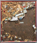 Assemblage Collage Painting/Sculpture with Pennies and Scrap Civil Rights Artist