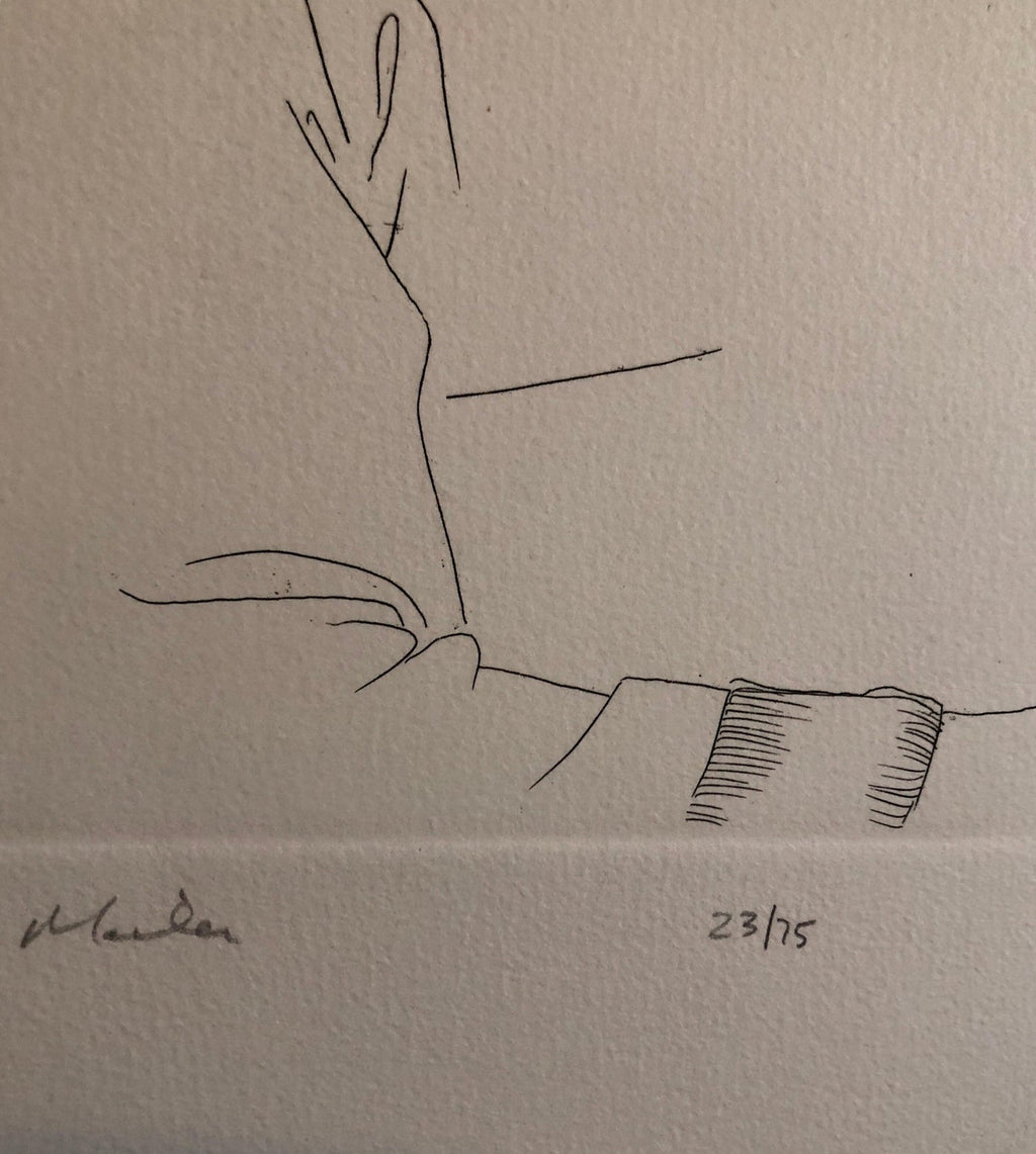 Pulitzer Prize Winner Norman Mailer Portrait Etching Line Drawing