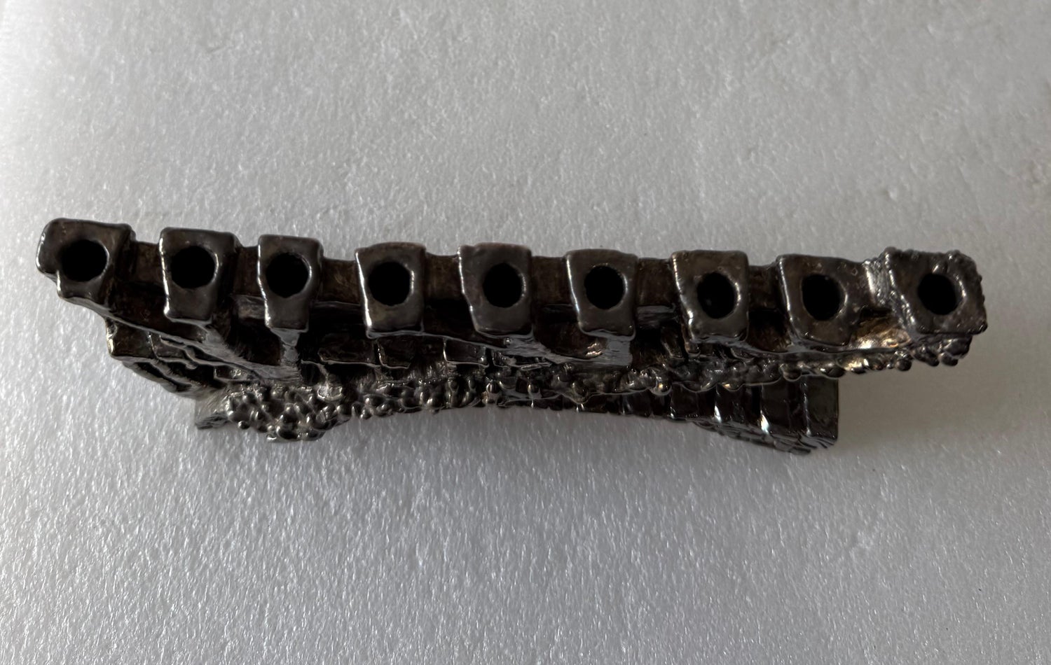 Artist Designed Signed Judaica Israeli Menorah Candelabra Sculpture Silver Plate