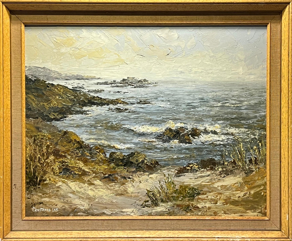 Modernist Impasto Painting Mountain with Ocean Landscape J. James Akston