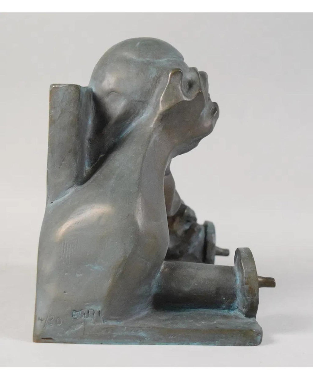 Ted Egri Taos Modernist Judaica Cubist Bronze Sculpture Rabbi & Torah WPA Artist