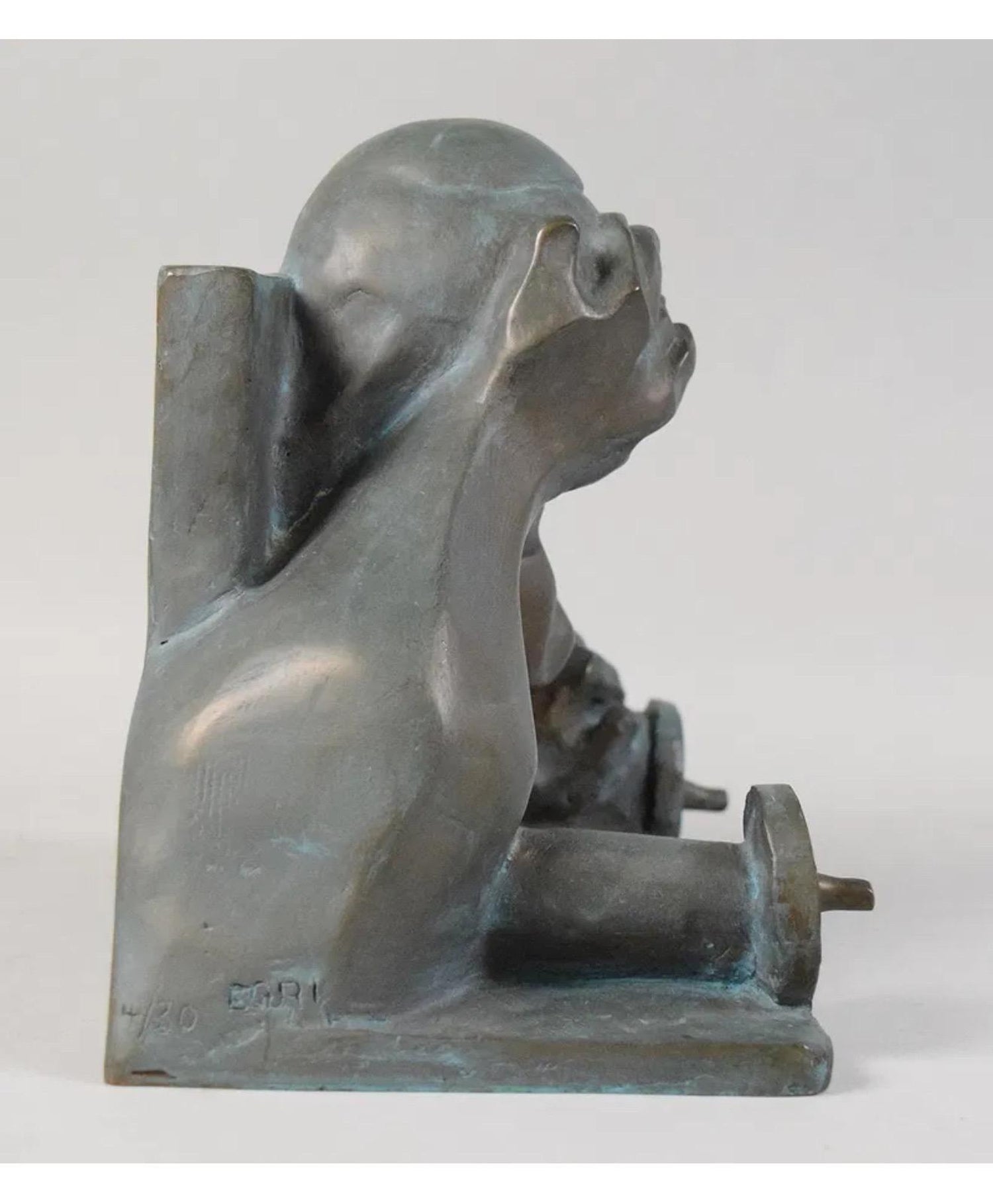 Ted Egri Taos Modernist Judaica Cubist Bronze Sculpture Rabbi & Torah WPA Artist