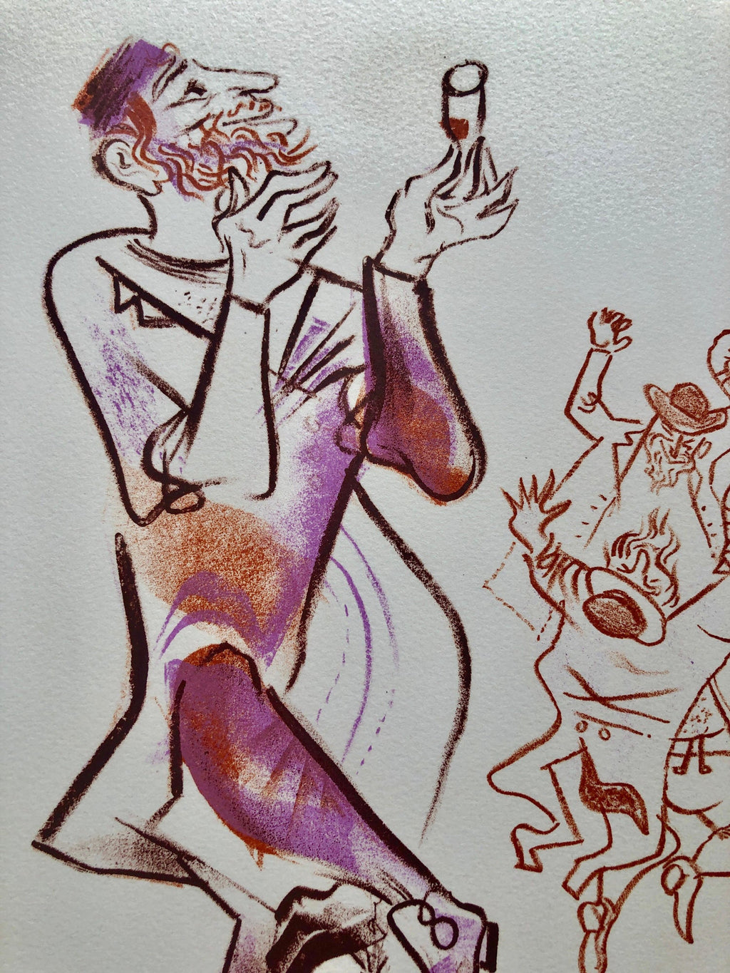 Jewish Shtetl Klezmer Wedding Tanz Judaica Lithograph WPA Yiddish Social Realist