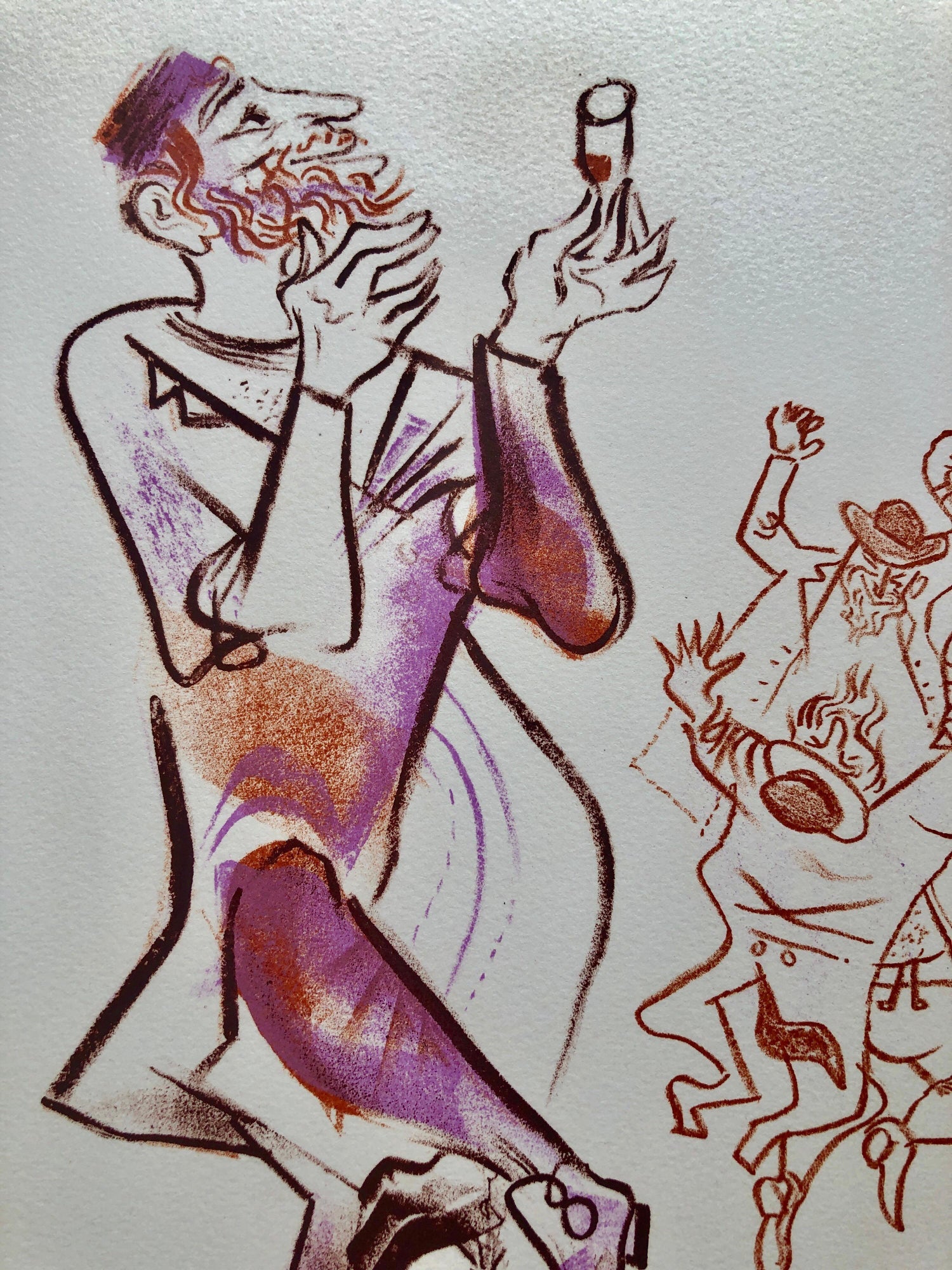 Jewish Shtetl Klezmer Wedding Tanz Judaica Lithograph WPA Yiddish Social Realist