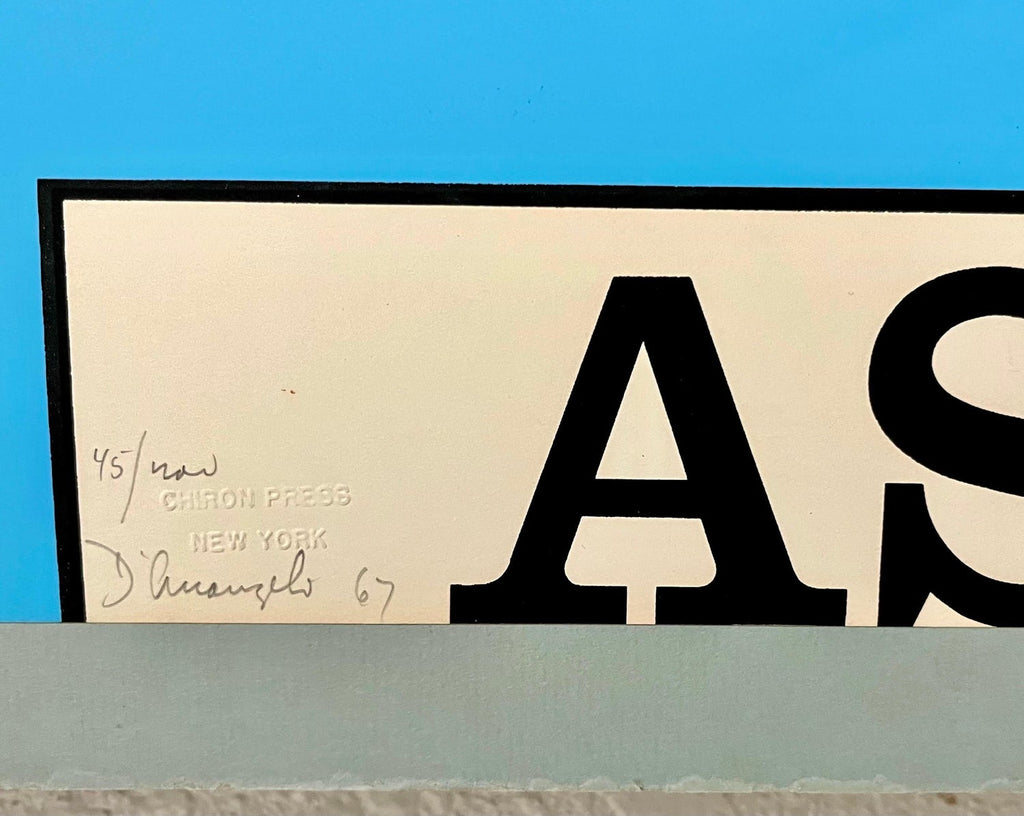 Pop Art Aspen Road Sign D'arcangelo Silkscreen Chiron Press Vintage Art Poster