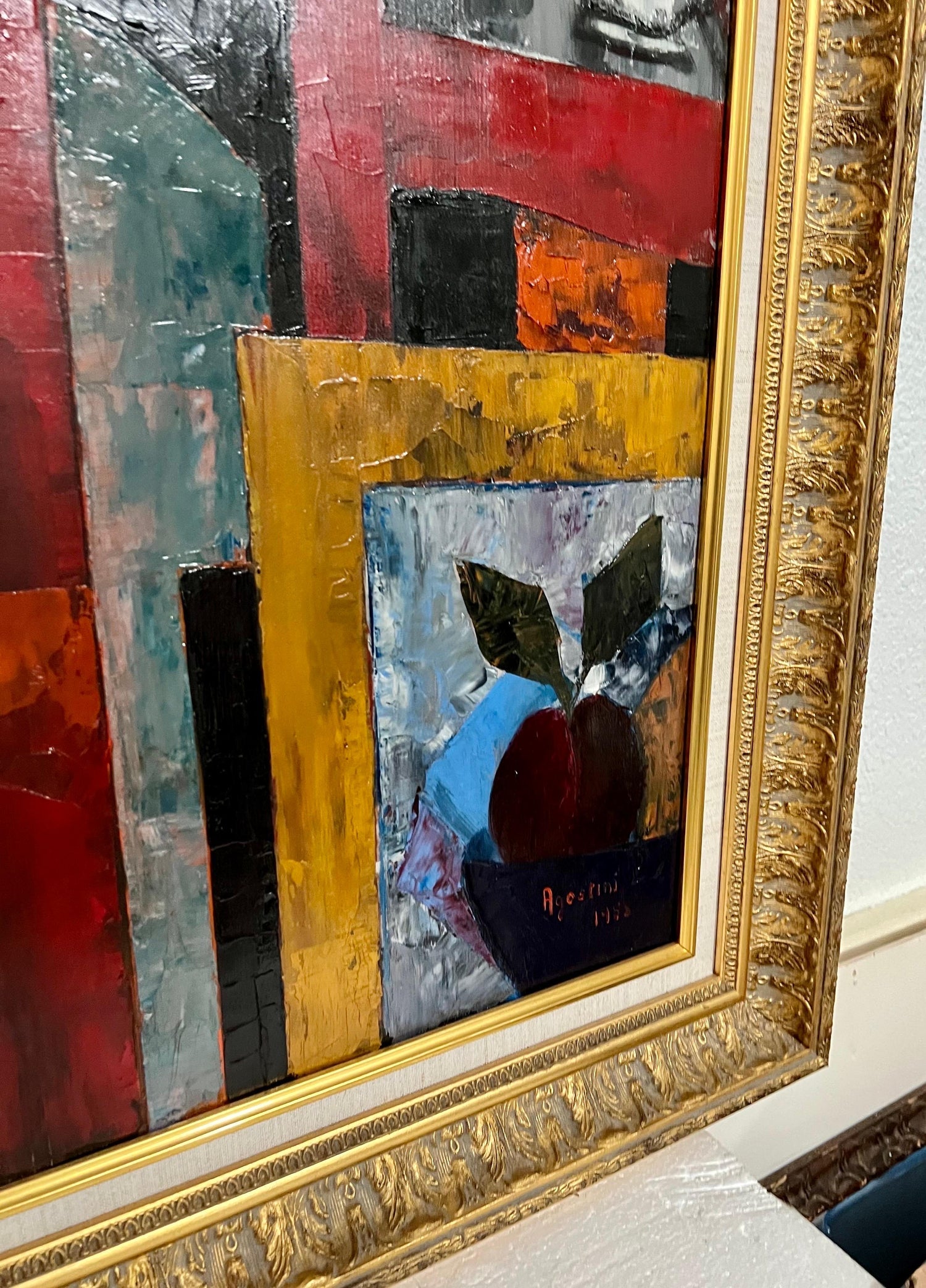 Large Modernist Colorful Atelier French Expressionist Oil Painting Tony Agostini