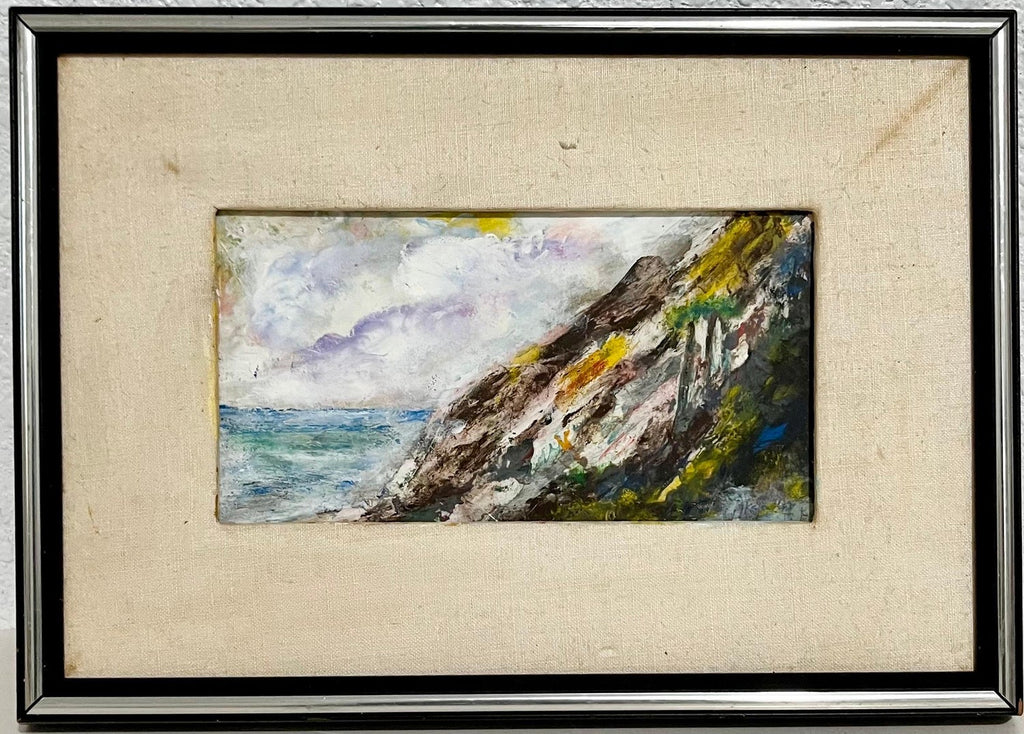 Modernist Impasto Painting Mountain with Ocean Landscape J. James Akston