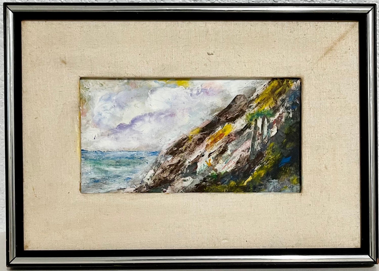 Modernist Impasto Painting Mountain with Ocean Landscape J. James Akston