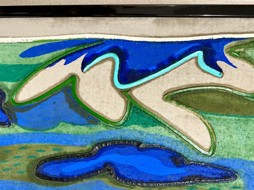 Italian Modernist Pop Art Oil Painting on Cement Mixed Media Paolo Valle, Venice