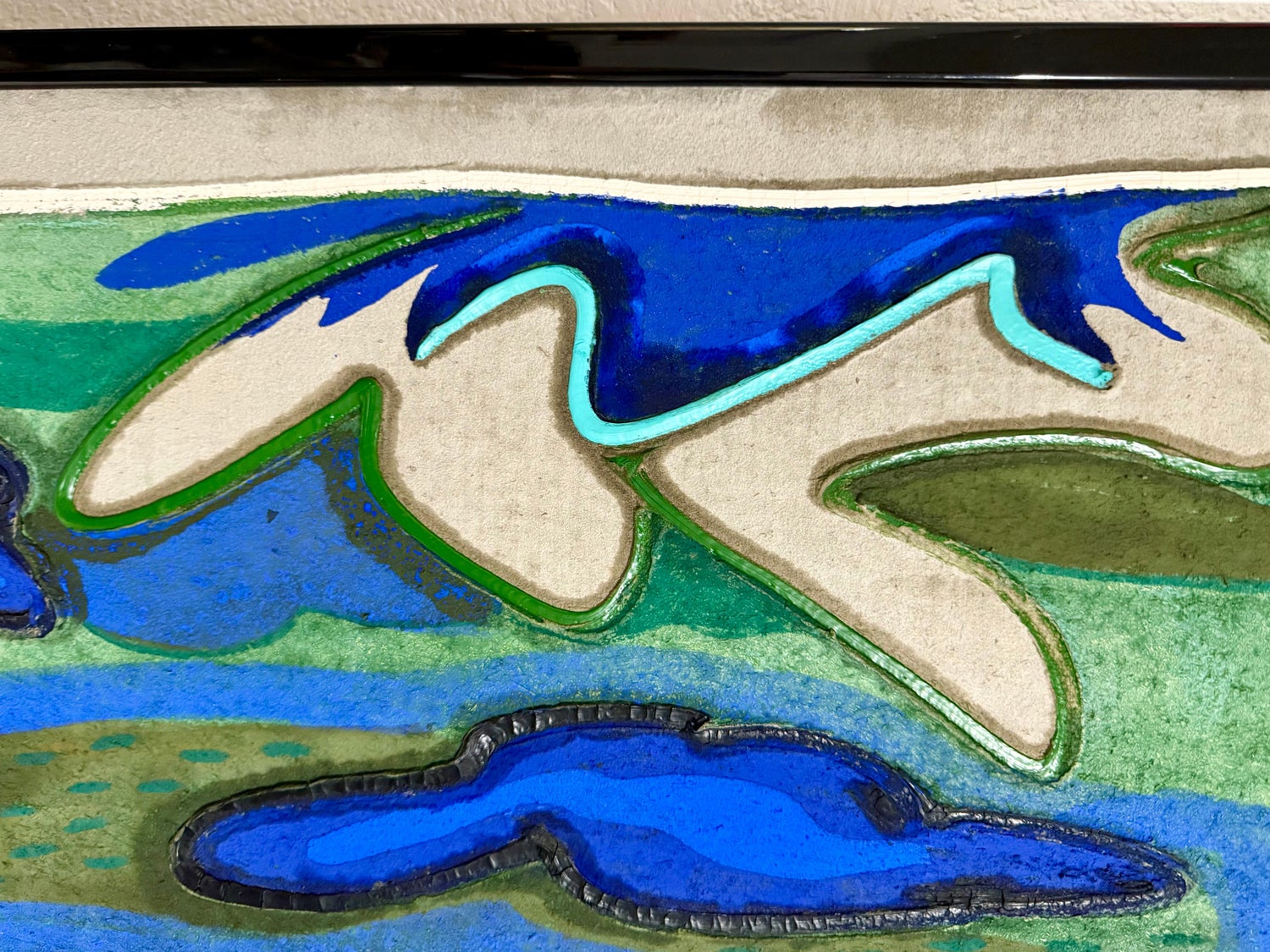 Italian Modernist Pop Art Oil Painting on Cement Mixed Media Paolo Valle, Venice