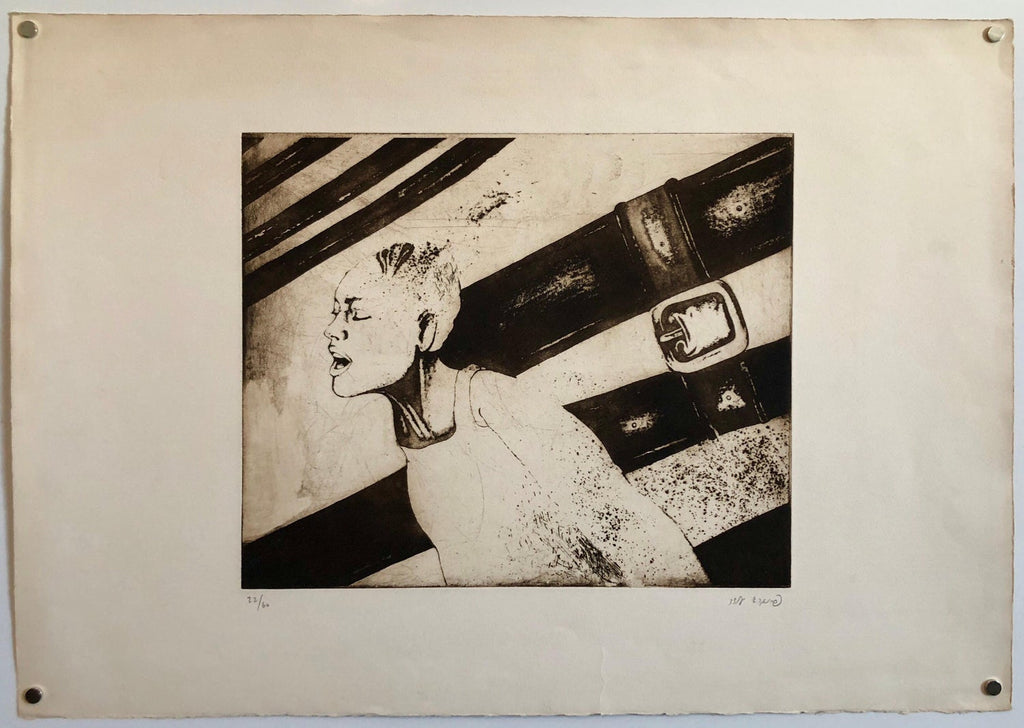 Woman in Agony or Ecstasy, Modernist Israeli Etching
