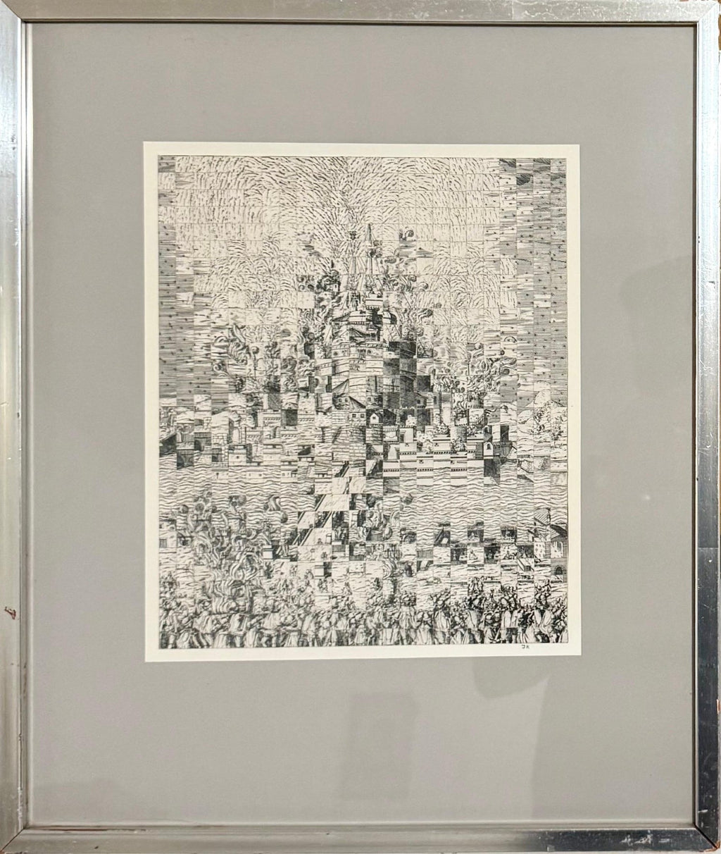 Original Guggenheim Museum Exhibited Jiri Kolar Collage Tower of Babel