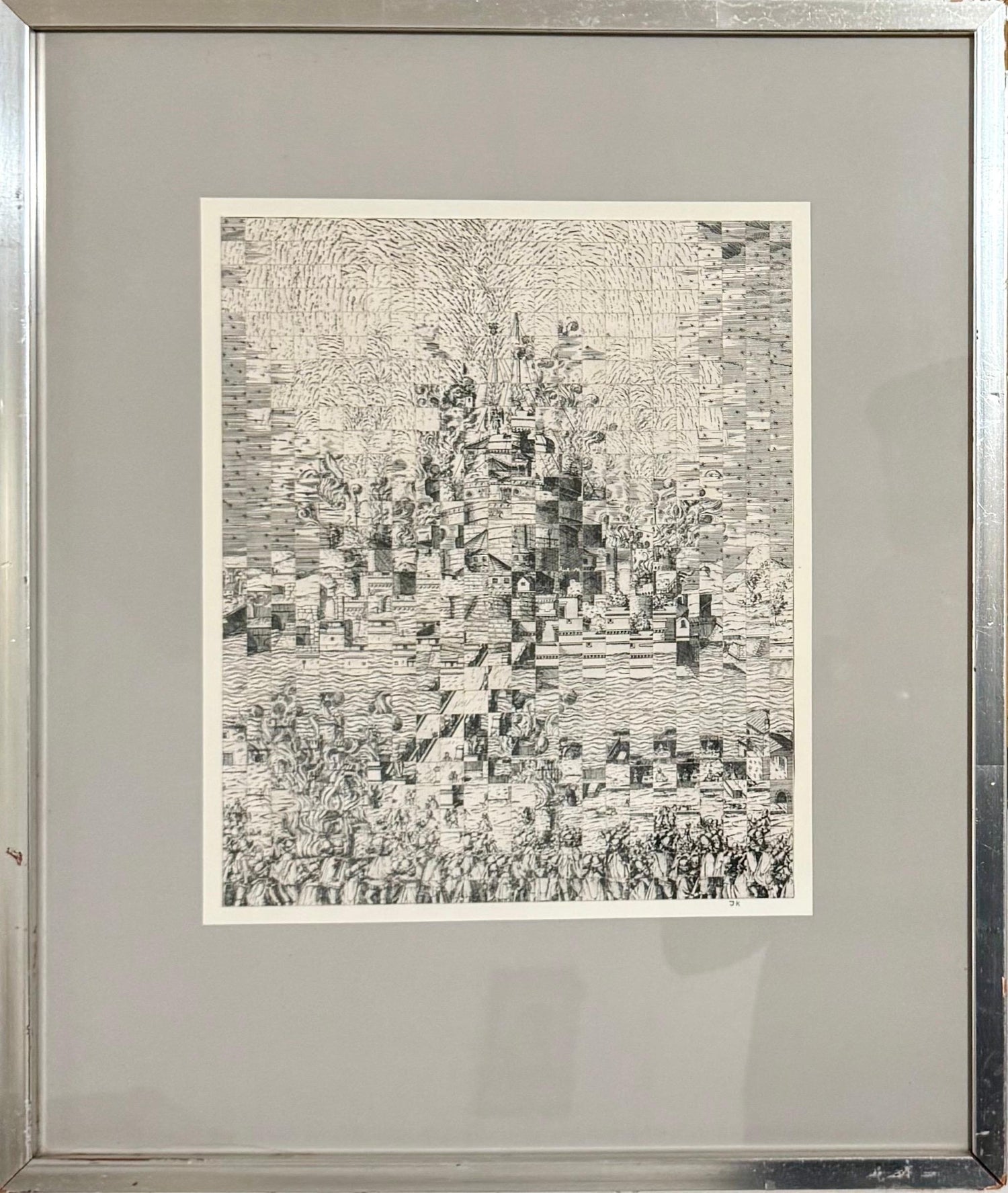 Original Guggenheim Museum Exhibited Jiri Kolar Collage Tower of Babel