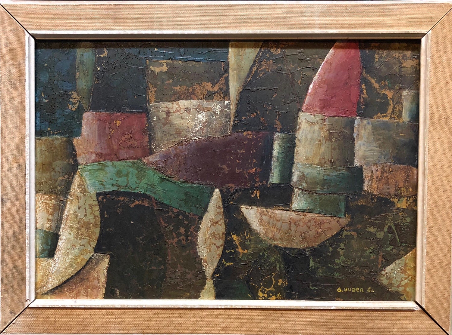 1960s Italian Futurist Abstract Oil Painting