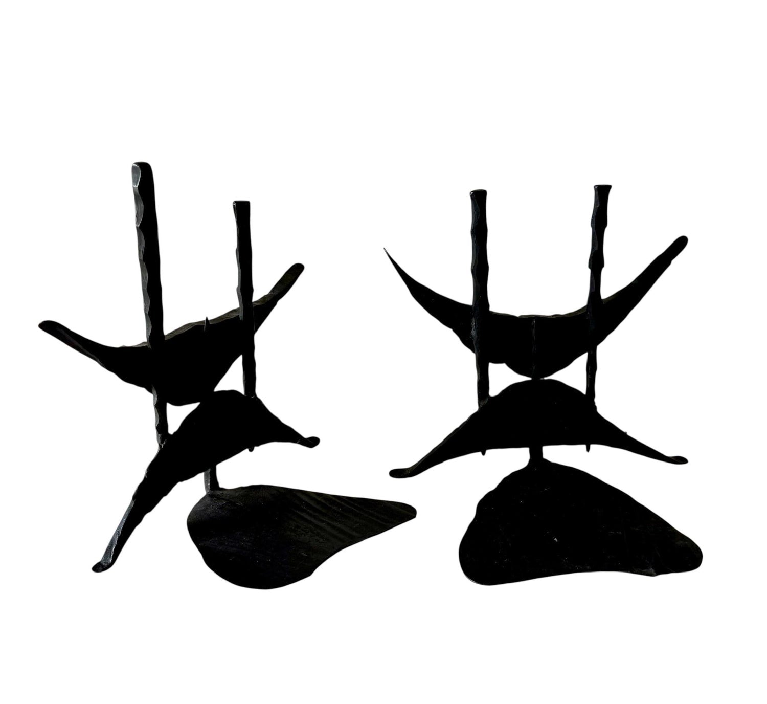 Modernist Brutalist Hand Forged Iron Bookends Sculpture Israeli David Palombo