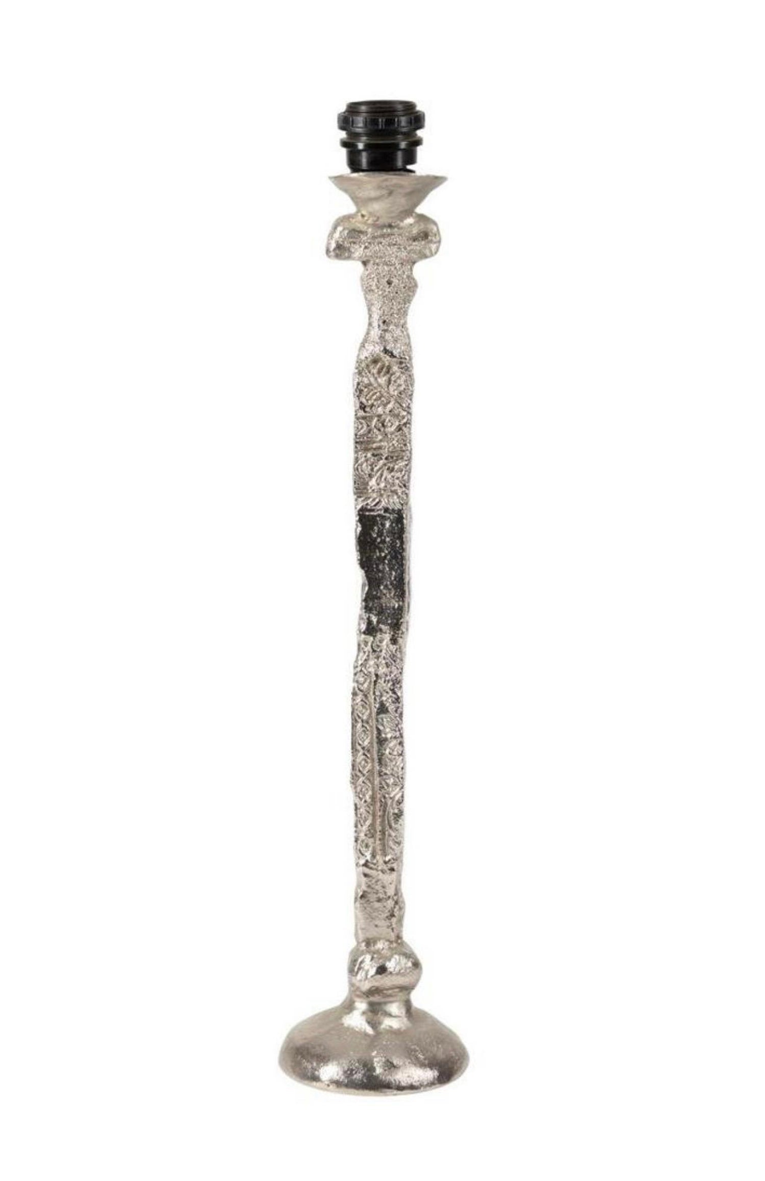 French Brutalist Silvered Cast Bronze Sculpture Lamp Pierre Casenove Fondica Art