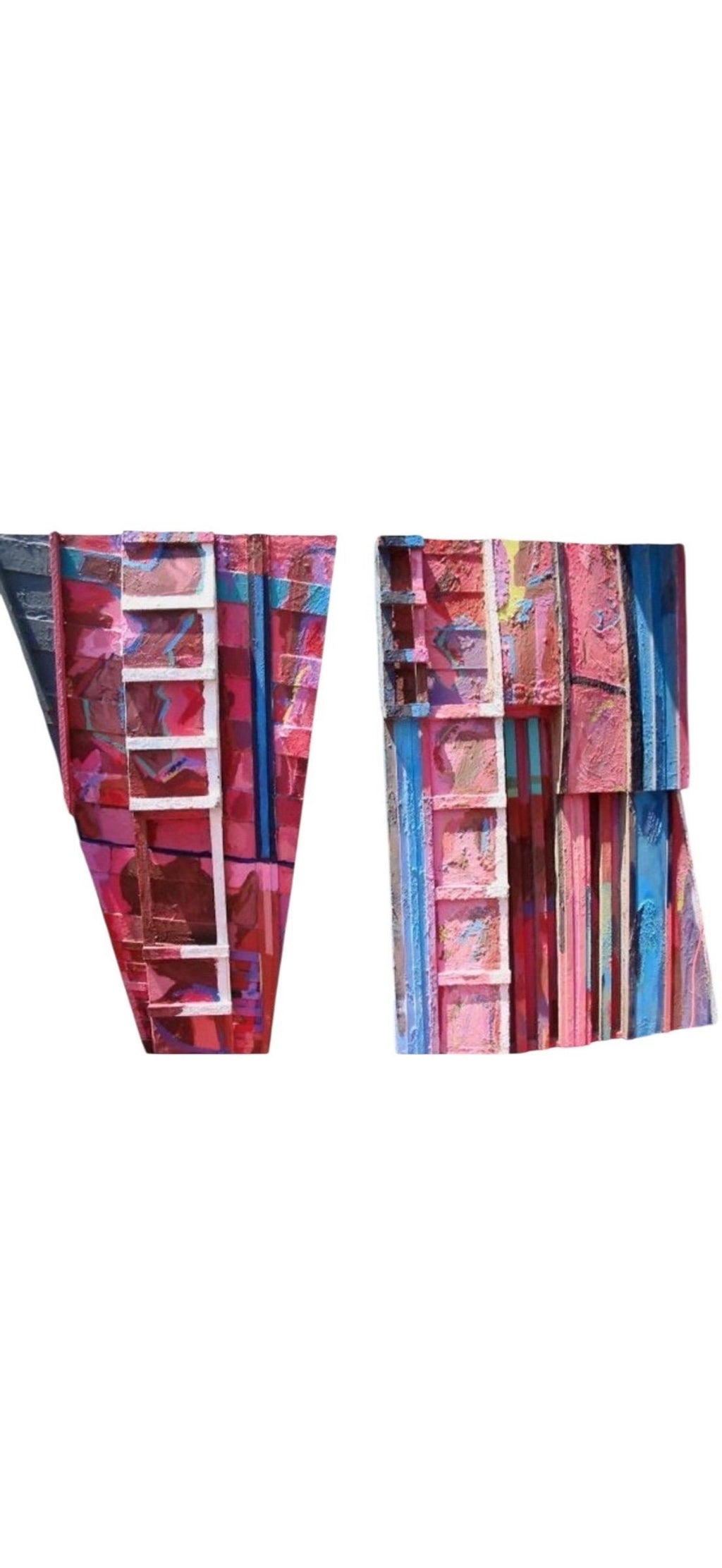 Bruce Robbins Large Abstract Diptyque Ladder Sculpture Painting "Jerusalem" 1981