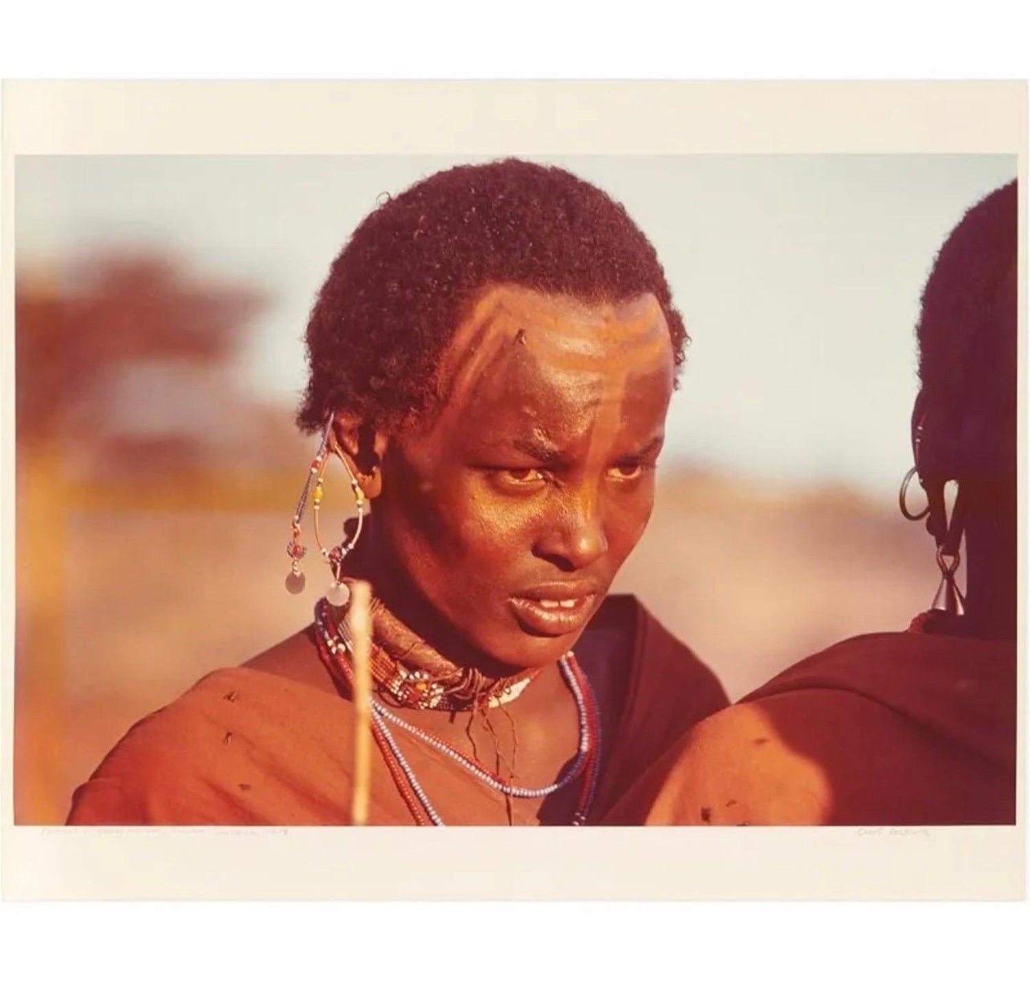 Rare Vintage Color C Print Photograph African Maasai Warrior Chromogenic Photo